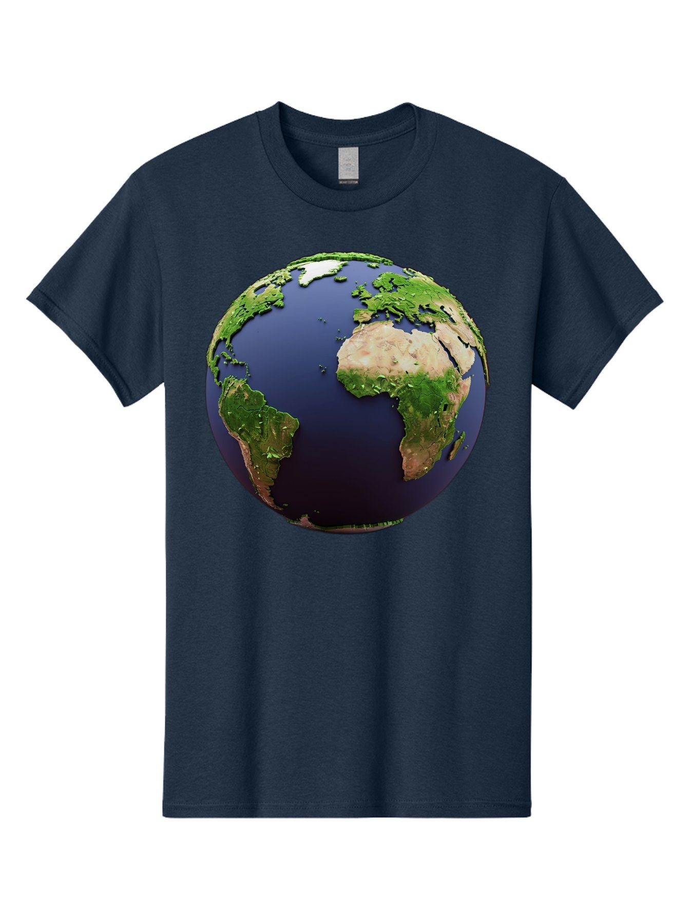 Earth-Globe-1 Men'S Graphic Tee, 100% Cotton, Comfortable Casual Summer Wear, Machine Washable, Globe Showing Africa And South America, 3D Rendering, World Map, Global Geography, Earth From Space, International Perspective, Baa576 15