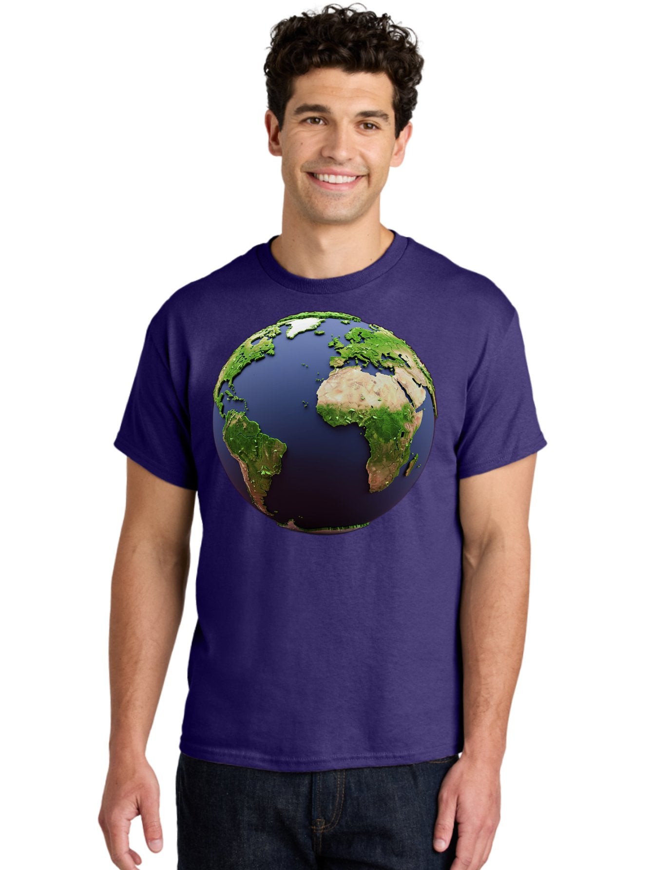 Earth-Globe-1 Men'S Graphic Tee, 100% Cotton, Comfortable Casual Summer Wear, Machine Washable, Globe Showing Africa And South America, 3D Rendering, World Map, Global Geography, Earth From Space, International Perspective, Baa576 20