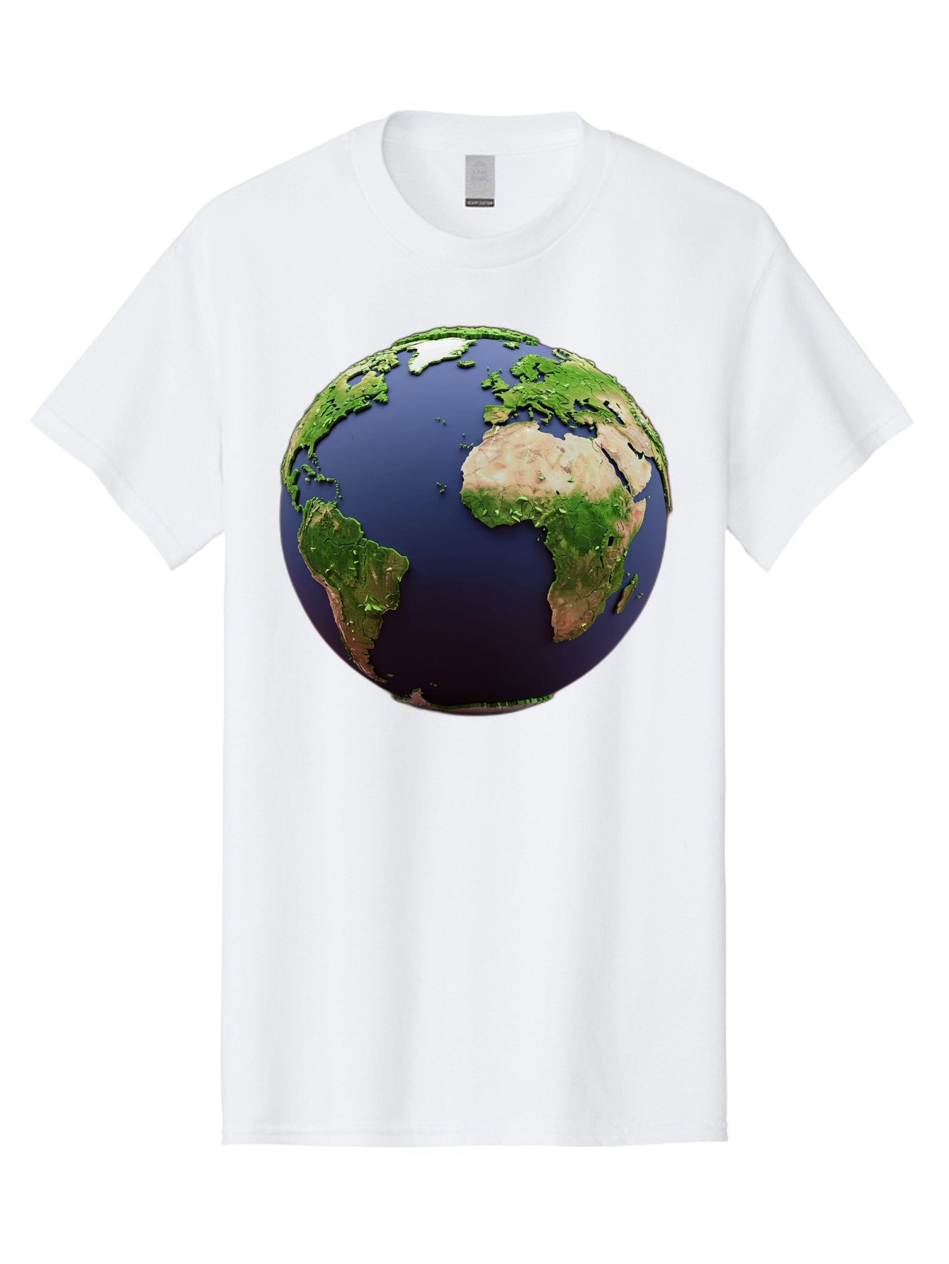 Earth-Globe-1 Men'S Graphic Tee, 100% Cotton, Comfortable Casual Summer Wear, Machine Washable, Globe Showing Africa And South America, 3D Rendering, World Map, Global Geography, Earth From Space, International Perspective, Baa576 3