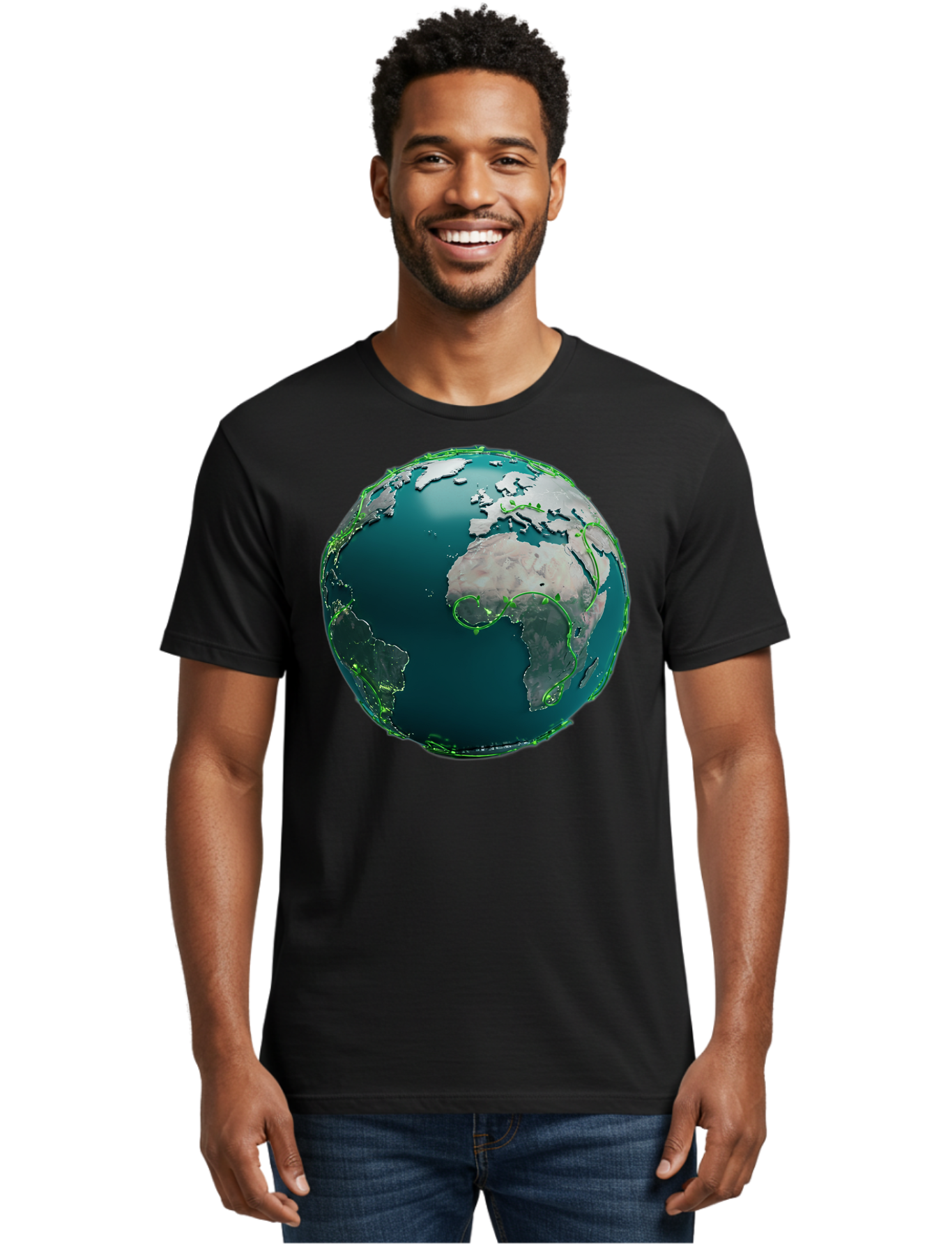 Earth-Globe-2 Men'S Graphic Tee, 100% Cotton, Comfortable Casual Summer Wear, Machine Washable, 3D Globe, World Map, Global Geography, International Boundaries, Africa And South America, Oceanic And Continental Landmasses, Baa577 26
