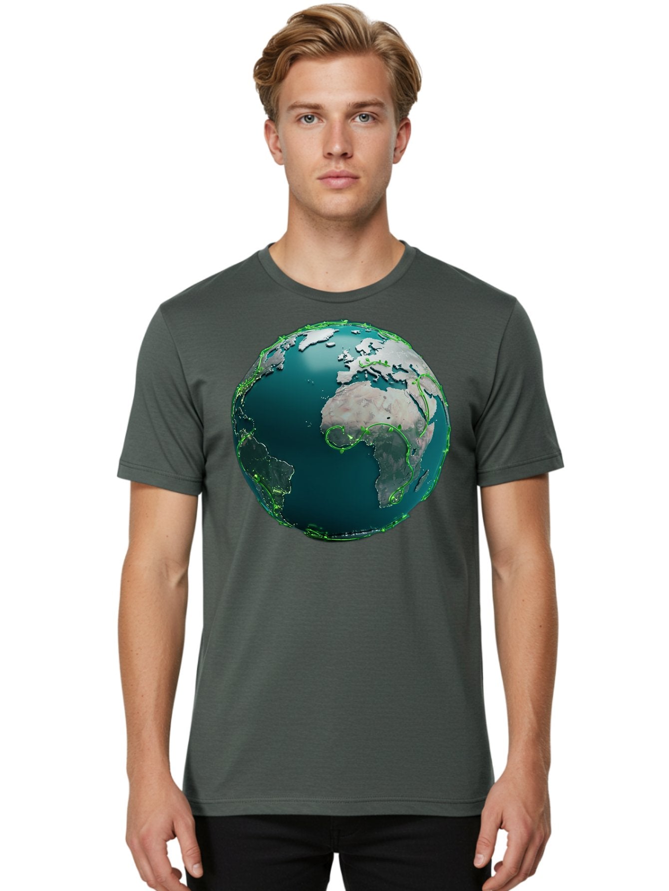 Earth-Globe-2 Men'S Graphic Tee, 100% Cotton, Comfortable Casual Summer Wear, Machine Washable, 3D Globe, World Map, Global Geography, International Boundaries, Africa And South America, Oceanic And Continental Landmasses, Baa577 18