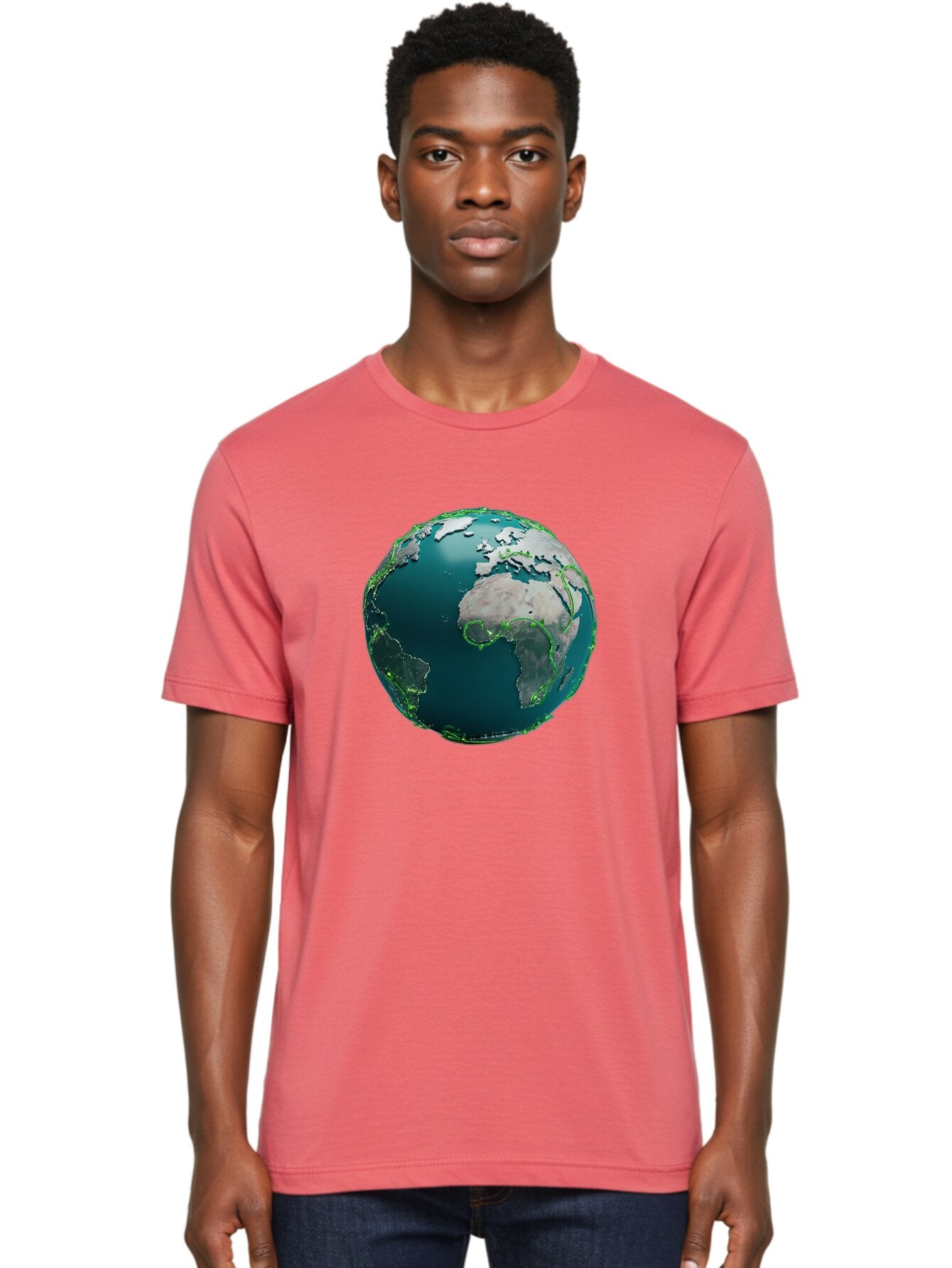 Earth-Globe-2 Men'S Graphic Tee, 100% Cotton, Comfortable Casual Summer Wear, Machine Washable, 3D Globe, World Map, Global Geography, International Boundaries, Africa And South America, Oceanic And Continental Landmasses, Baa577 30