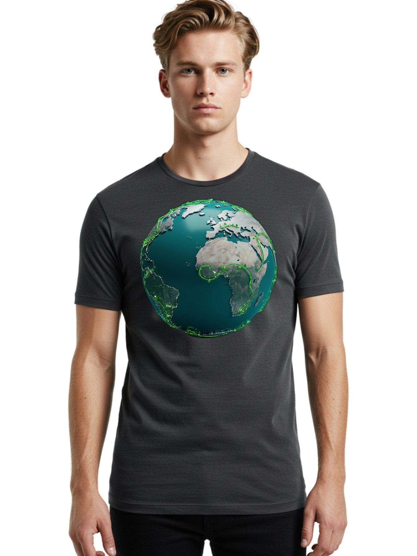 Earth-Globe-2 Men'S Graphic Tee, 100% Cotton, Comfortable Casual Summer Wear, Machine Washable, 3D Globe, World Map, Global Geography, International Boundaries, Africa And South America, Oceanic And Continental Landmasses, Baa577 27