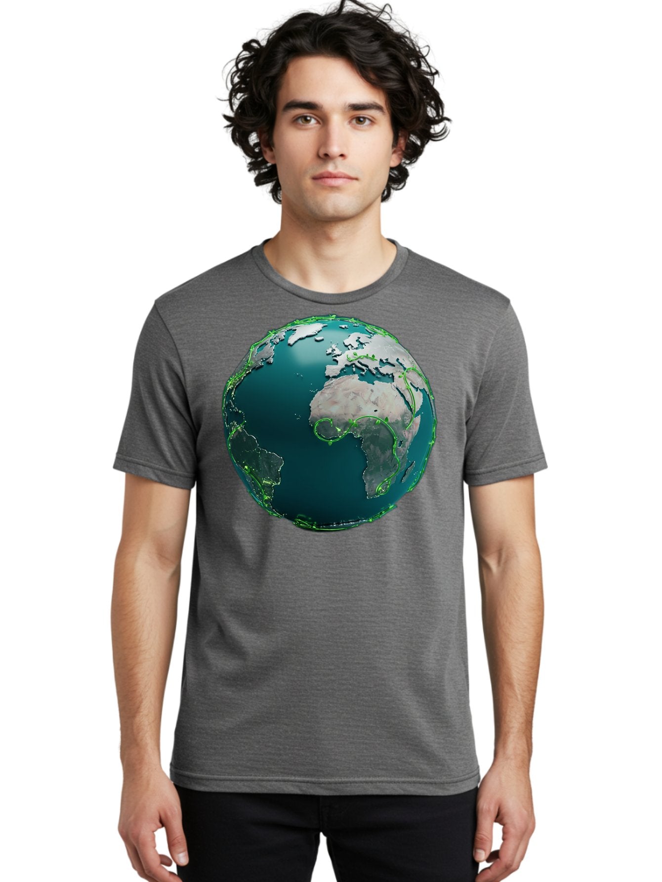 Earth-Globe-2 Men'S Graphic Tee, 100% Cotton, Comfortable Casual Summer Wear, Machine Washable, 3D Globe, World Map, Global Geography, International Boundaries, Africa And South America, Oceanic And Continental Landmasses, Baa577 24