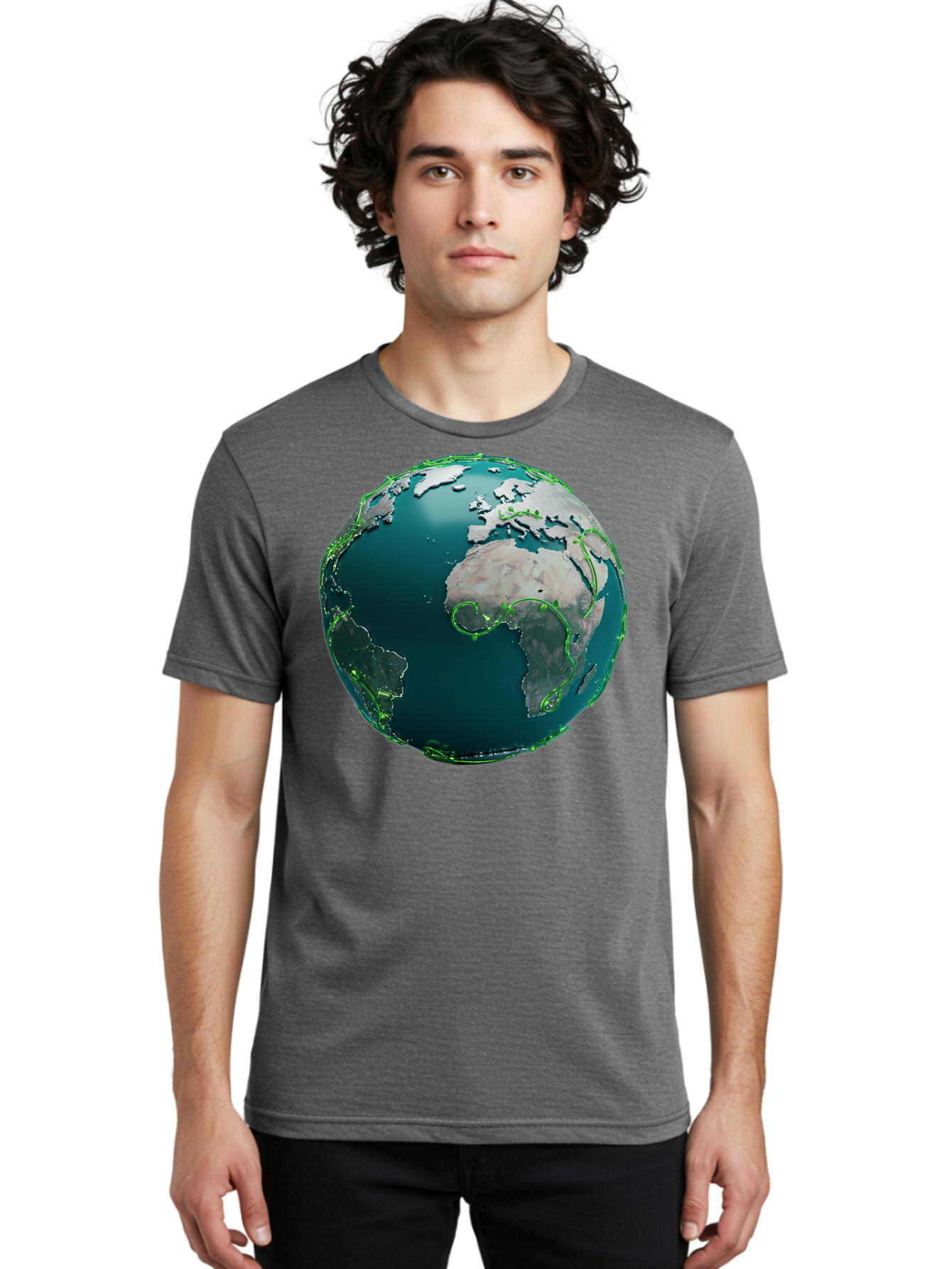 Earth-Globe-2 Men'S Graphic Tee, 100% Cotton, Comfortable Casual Summer Wear, Machine Washable, 3D Globe, World Map, Global Geography, International Boundaries, Africa And South America, Oceanic And Continental Landmasses, Baa577 14