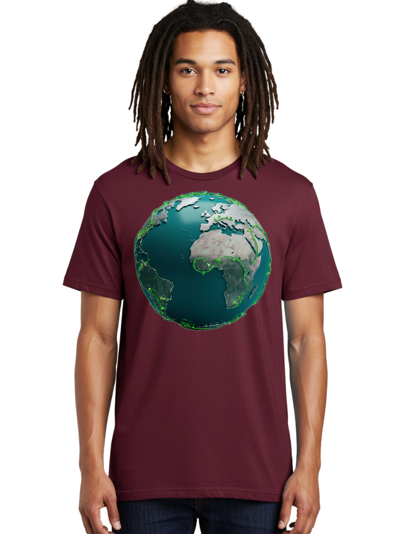 Earth-Globe-2 Men'S Graphic Tee, 100% Cotton, Comfortable Casual Summer Wear, Machine Washable, 3D Globe, World Map, Global Geography, International Boundaries, Africa And South America, Oceanic And Continental Landmasses, Baa577 30