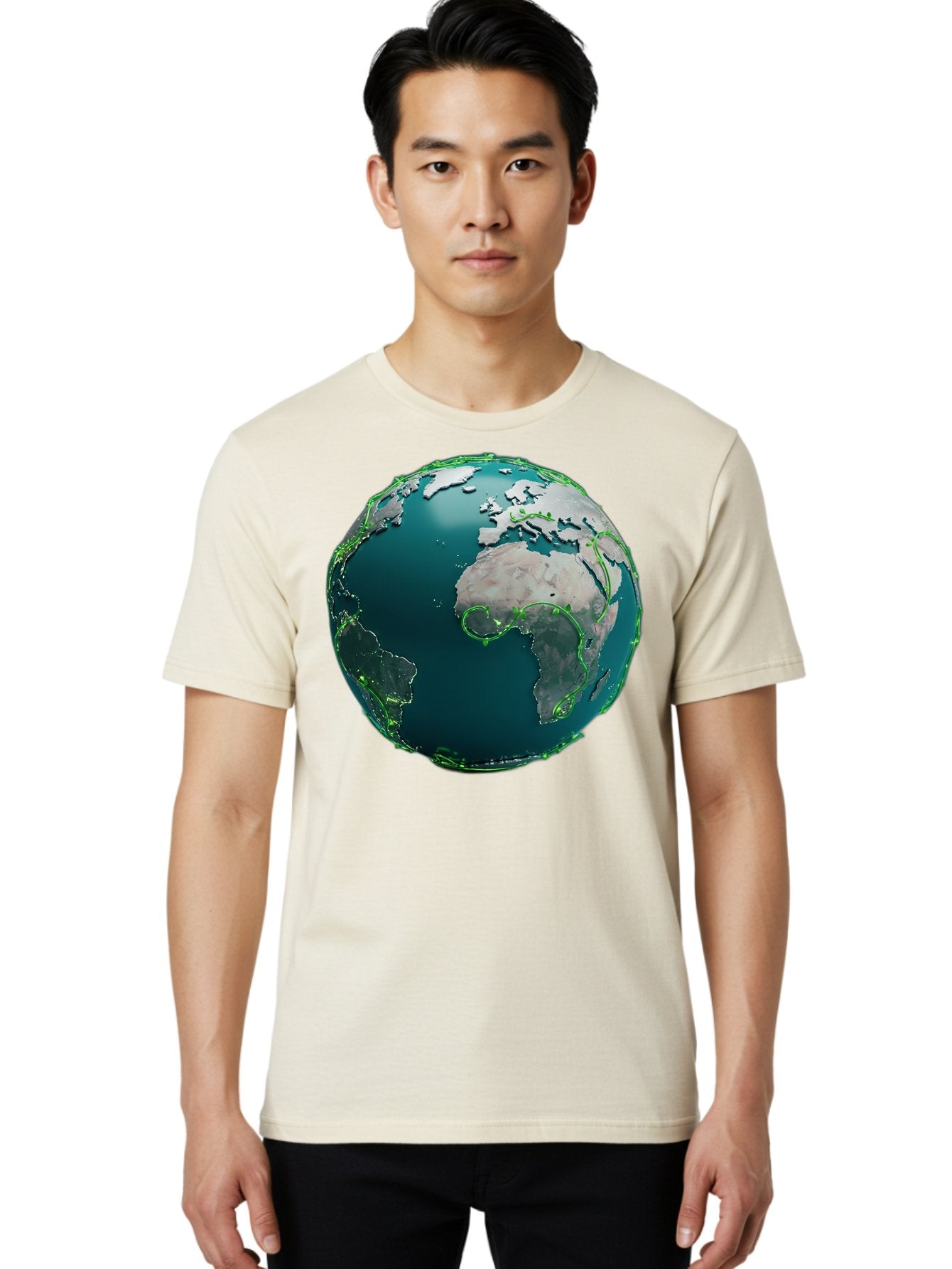 Earth-Globe-2 Men'S Graphic Tee, 100% Cotton, Comfortable Casual Summer Wear, Machine Washable, 3D Globe, World Map, Global Geography, International Boundaries, Africa And South America, Oceanic And Continental Landmasses, Baa577 19