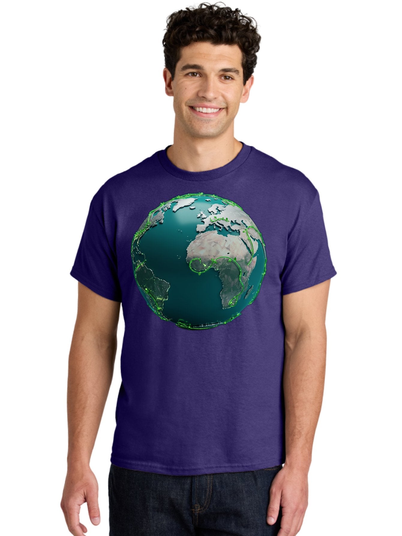 Earth-Globe-2 Men'S Graphic Tee, 100% Cotton, Comfortable Casual Summer Wear, Machine Washable, 3D Globe, World Map, Global Geography, International Boundaries, Africa And South America, Oceanic And Continental Landmasses, Baa577 26