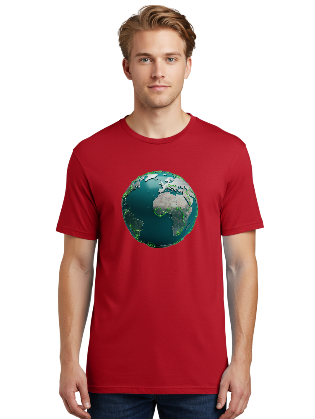 Earth-Globe-2 Men'S Graphic Tee, 100% Cotton, Comfortable Casual Summer Wear, Machine Washable, 3D Globe, World Map, Global Geography, International Boundaries, Africa And South America, Oceanic And Continental Landmasses, Baa577 4