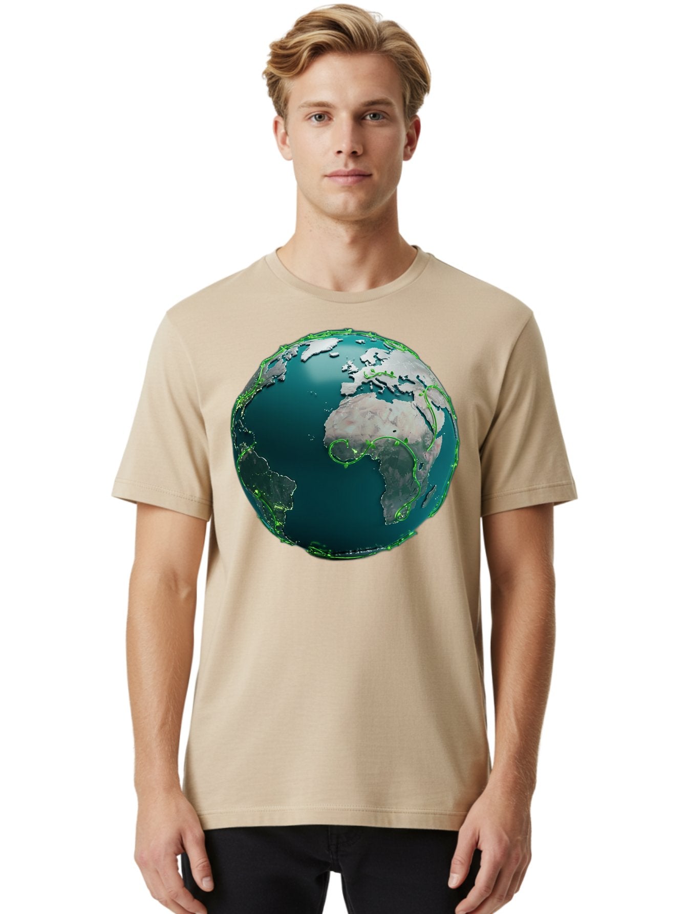 Earth-Globe-2 Men'S Graphic Tee, 100% Cotton, Comfortable Casual Summer Wear, Machine Washable, 3D Globe, World Map, Global Geography, International Boundaries, Africa And South America, Oceanic And Continental Landmasses, Baa577 23