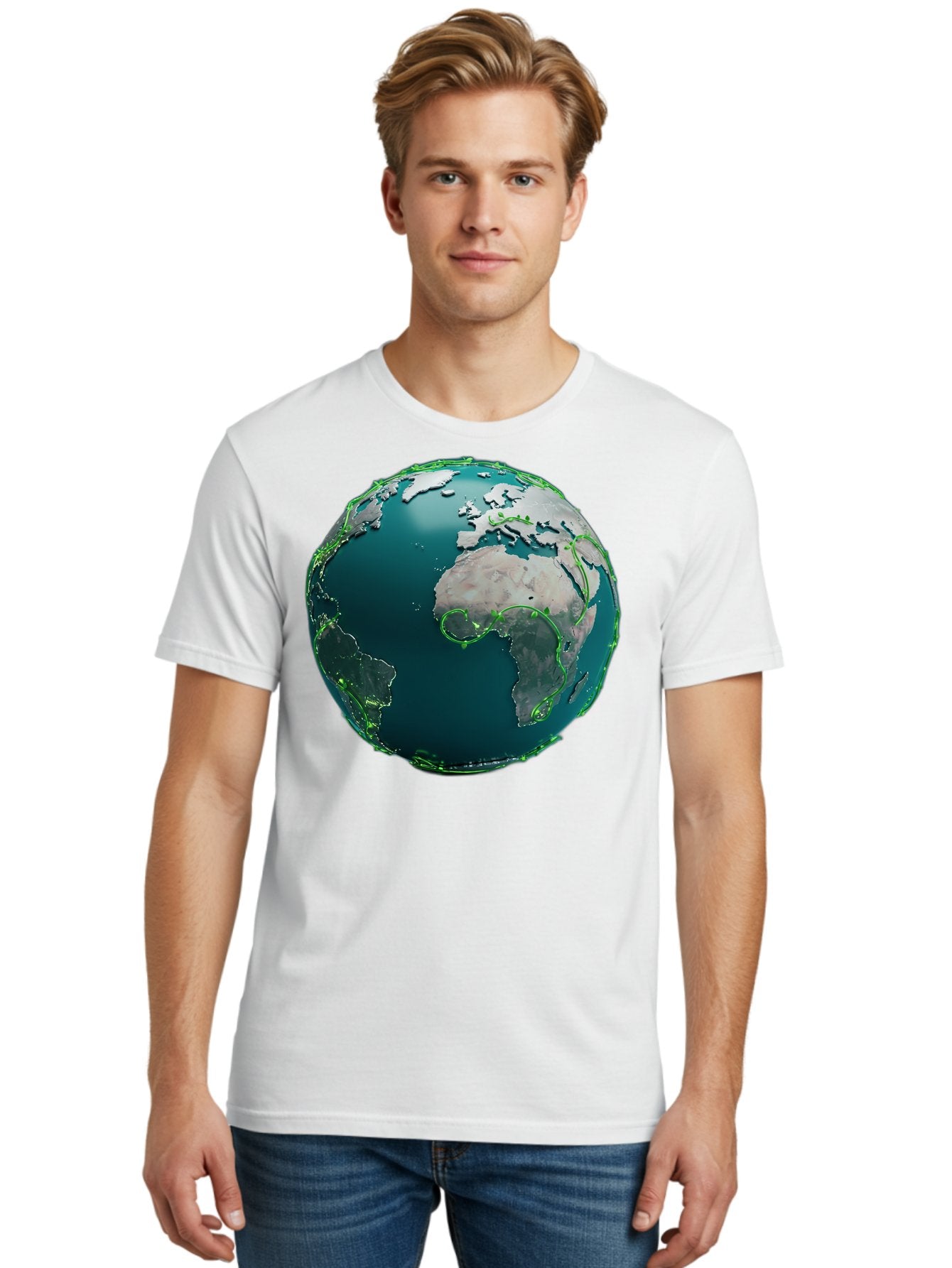 Earth-Globe-2 Men'S Graphic Tee, 100% Cotton, Comfortable Casual Summer Wear, Machine Washable, 3D Globe, World Map, Global Geography, International Boundaries, Africa And South America, Oceanic And Continental Landmasses, Baa577 22