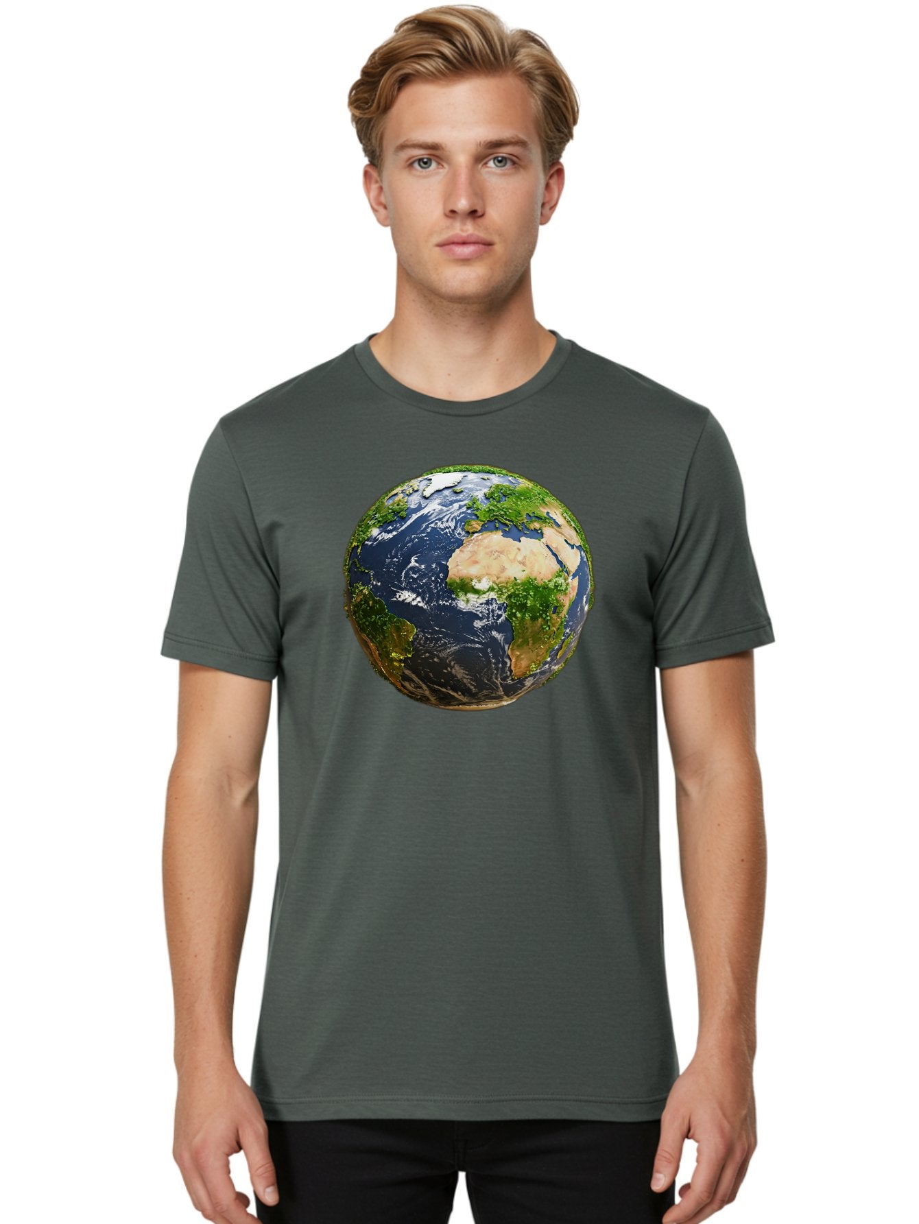 Earth-Globe-3 Men'S Graphic Tee, 100% Cotton, Comfortable Casual Summer Wear, Machine Washable, Globe, Earth From Space, World Map, Africa, Europe, Atlantic Ocean, Natural Beauty, Diverse Geography, Global Unity, Planet Earth Imagery, Baa578 27