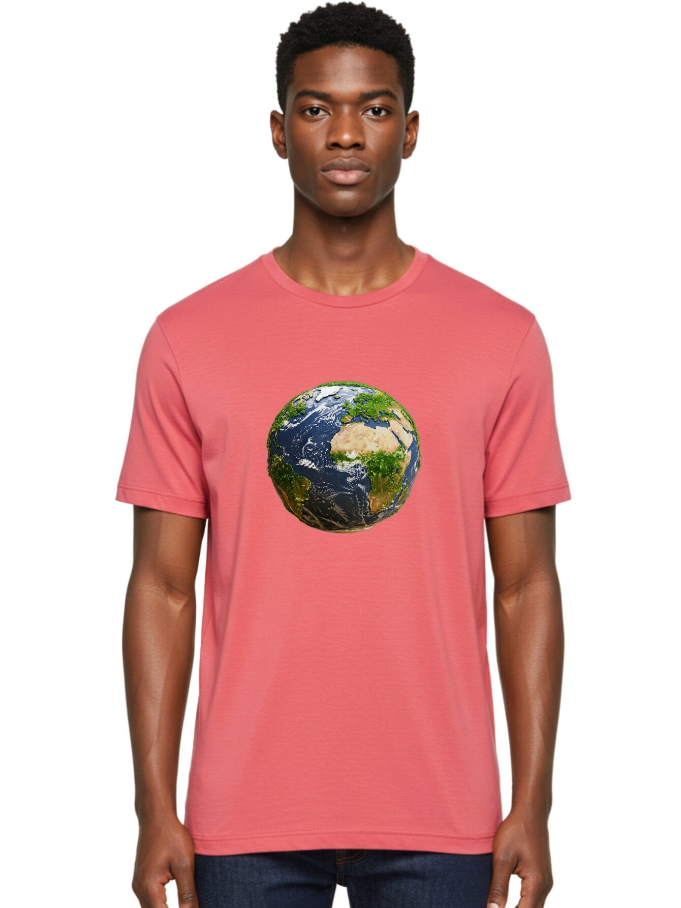Earth-Globe-3 Men'S Graphic Tee, 100% Cotton, Comfortable Casual Summer Wear, Machine Washable, Globe, Earth From Space, World Map, Africa, Europe, Atlantic Ocean, Natural Beauty, Diverse Geography, Global Unity, Planet Earth Imagery, Baa578 23
