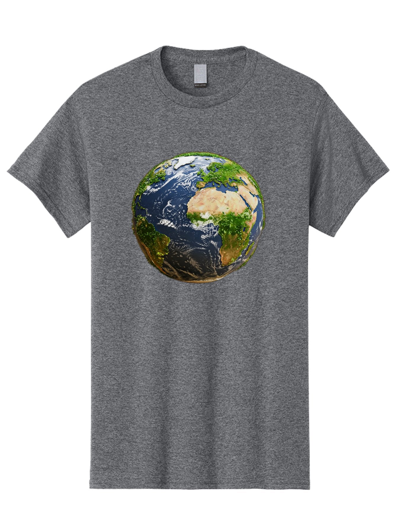 Earth-Globe-3 Men'S Graphic Tee, 100% Cotton, Comfortable Casual Summer Wear, Machine Washable, Globe, Earth From Space, World Map, Africa, Europe, Atlantic Ocean, Natural Beauty, Diverse Geography, Global Unity, Planet Earth Imagery, Baa578