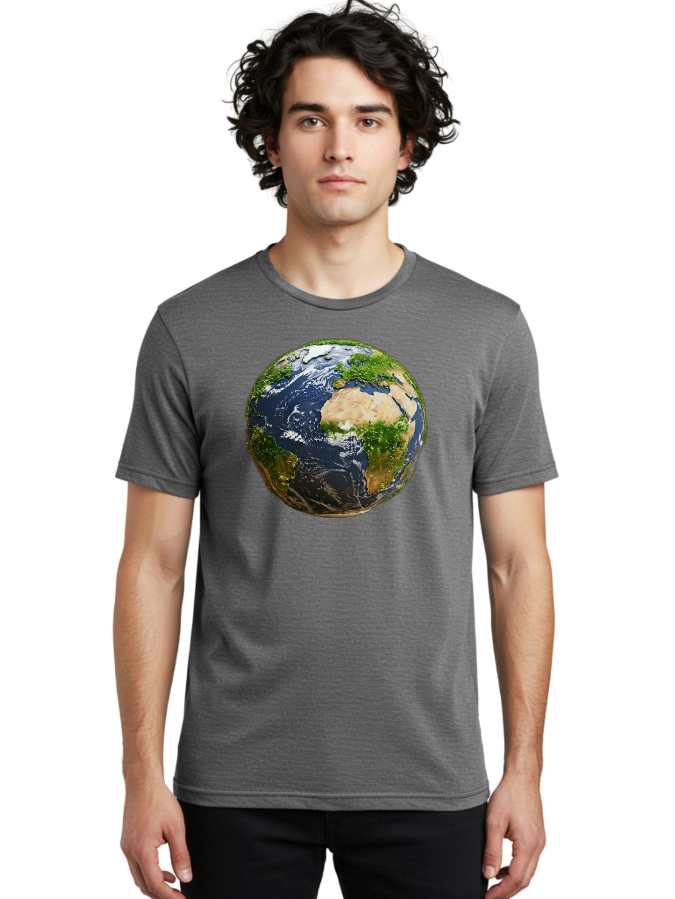 Earth-Globe-3 Men'S Graphic Tee, 100% Cotton, Comfortable Casual Summer Wear, Machine Washable, Globe, Earth From Space, World Map, Africa, Europe, Atlantic Ocean, Natural Beauty, Diverse Geography, Global Unity, Planet Earth Imagery, Baa578 19