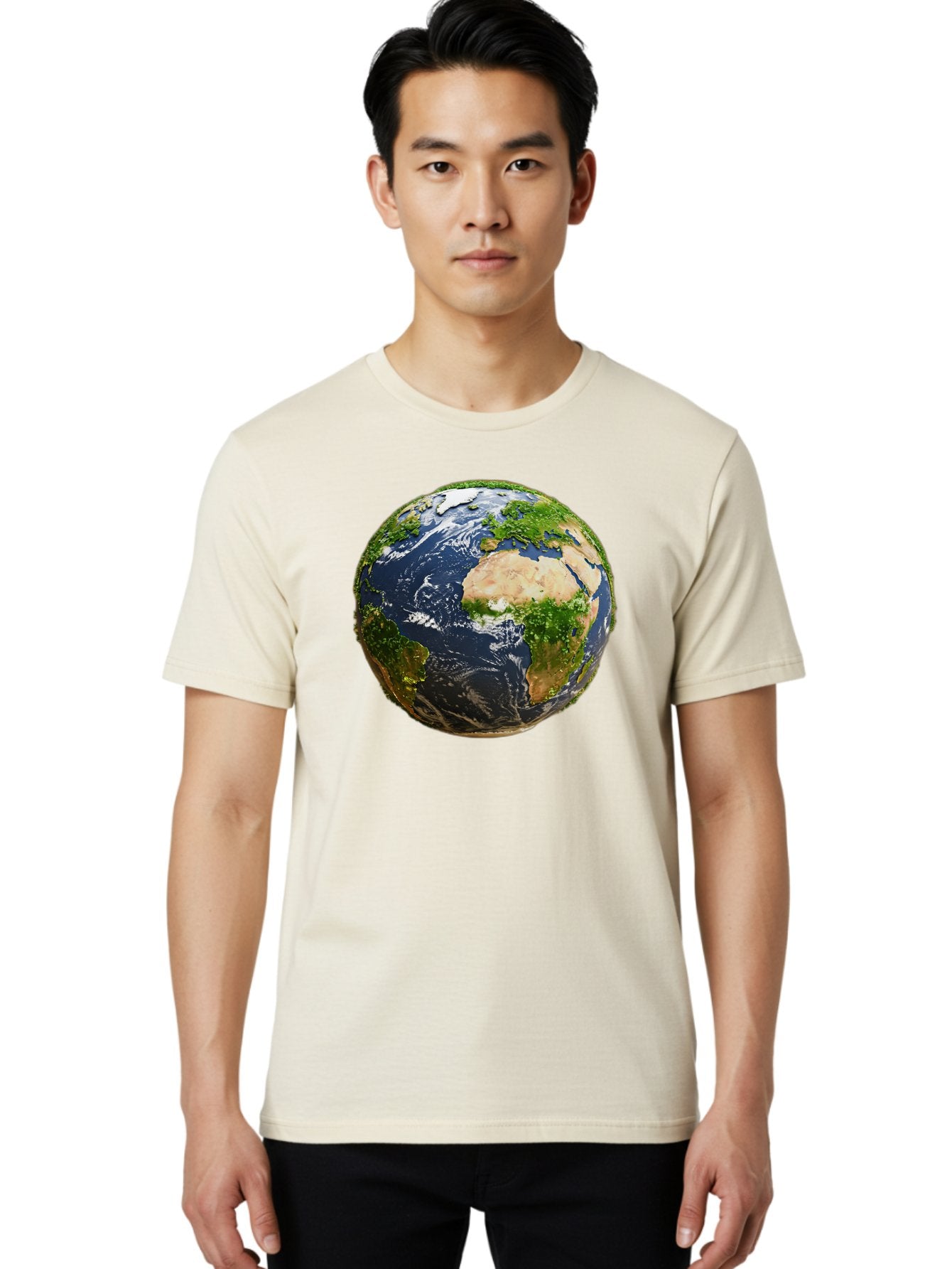 Earth-Globe-3 Men'S Graphic Tee, 100% Cotton, Comfortable Casual Summer Wear, Machine Washable, Globe, Earth From Space, World Map, Africa, Europe, Atlantic Ocean, Natural Beauty, Diverse Geography, Global Unity, Planet Earth Imagery, Baa578 28