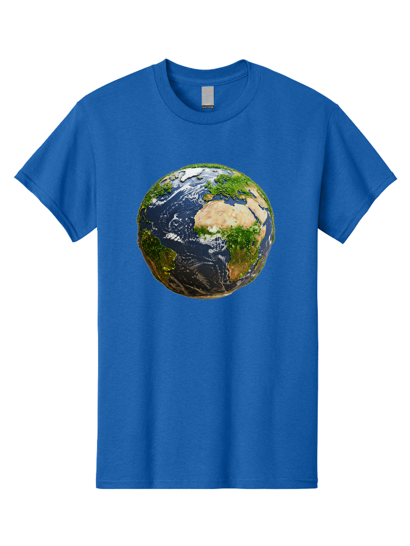 Earth-Globe-3 Men'S Graphic Tee, 100% Cotton, Comfortable Casual Summer Wear, Machine Washable, Globe, Earth From Space, World Map, Africa, Europe, Atlantic Ocean, Natural Beauty, Diverse Geography, Global Unity, Planet Earth Imagery, Baa578