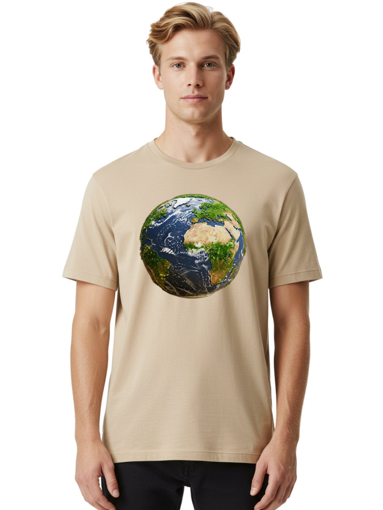 Earth-Globe-3 Men'S Graphic Tee, 100% Cotton, Comfortable Casual Summer Wear, Machine Washable, Globe, Earth From Space, World Map, Africa, Europe, Atlantic Ocean, Natural Beauty, Diverse Geography, Global Unity, Planet Earth Imagery, Baa578 22
