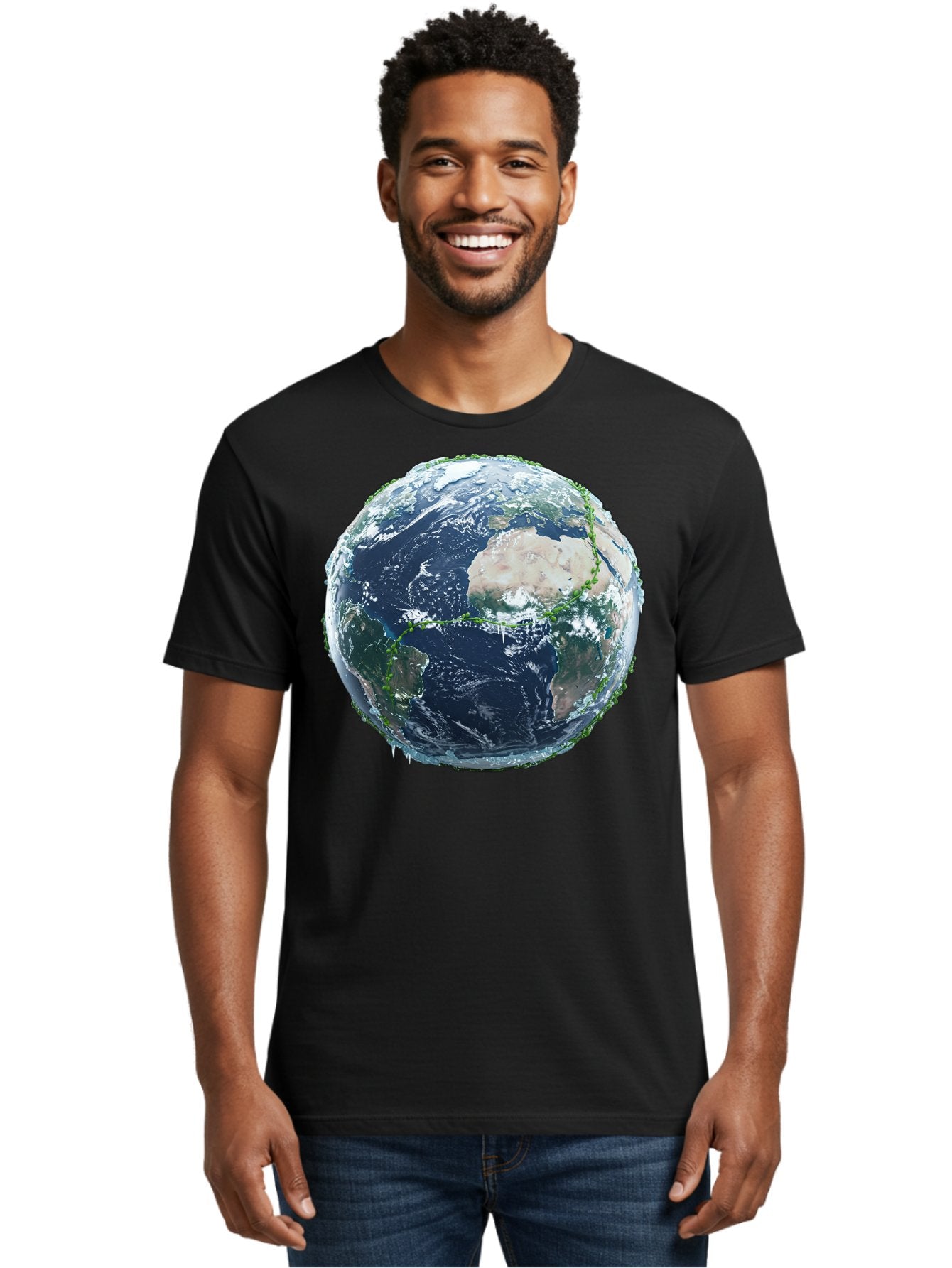 Earth-Globe-4 Men'S Graphic Tee, 100% Cotton, Comfortable Casual Summer Wear, Machine Washable, Globe Showing North America, Earth From Space, Global View, Planet Earth, International Map, World Geography, Satellite Imagery Baa579 23