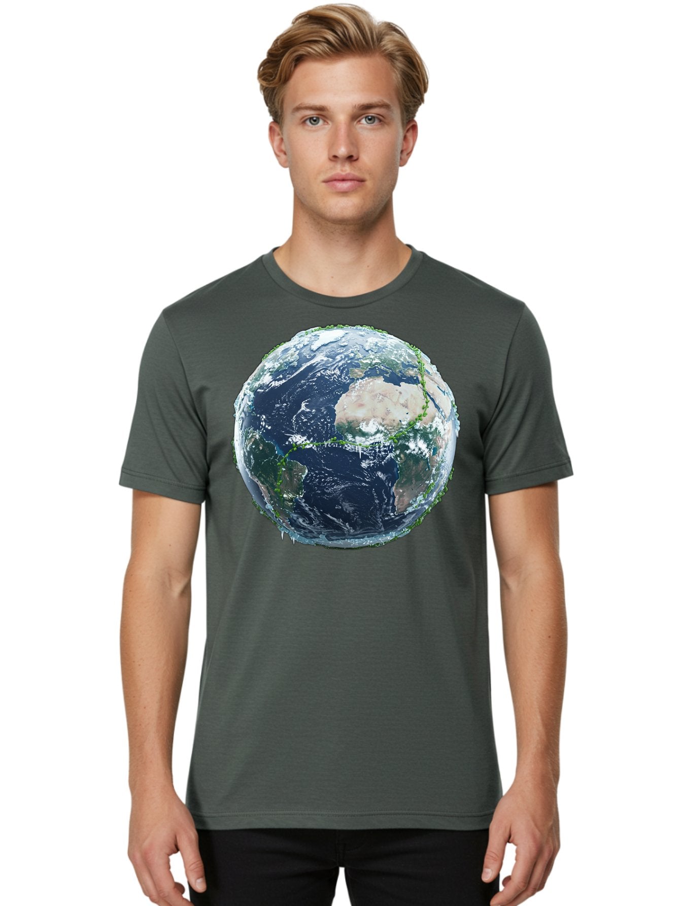Earth-Globe-4 Men'S Graphic Tee, 100% Cotton, Comfortable Casual Summer Wear, Machine Washable, Globe Showing North America, Earth From Space, Global View, Planet Earth, International Map, World Geography, Satellite Imagery Baa579 20