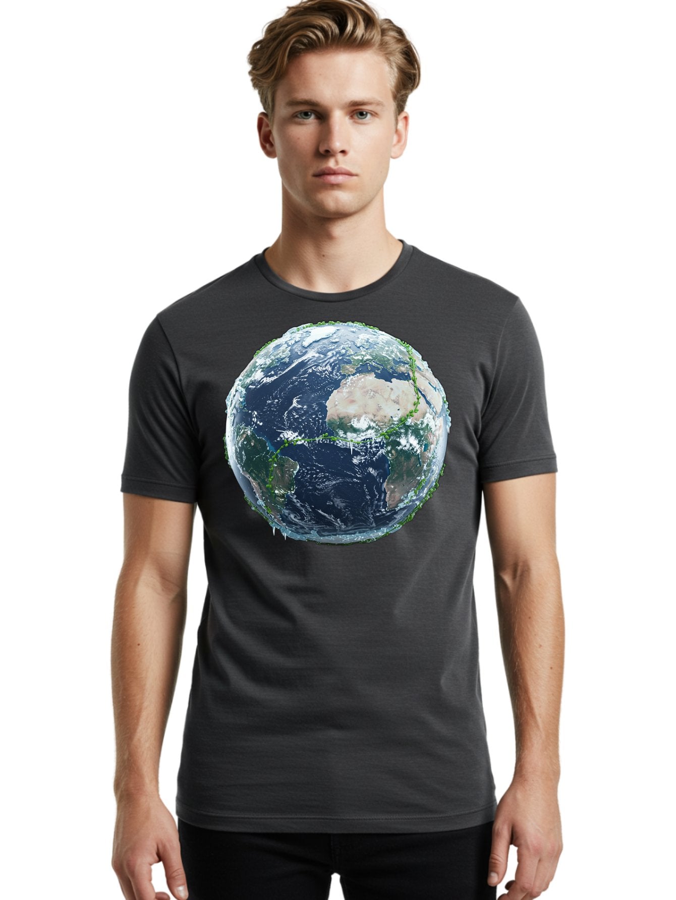 Earth-Globe-4 Men'S Graphic Tee, 100% Cotton, Comfortable Casual Summer Wear, Machine Washable, Globe Showing North America, Earth From Space, Global View, Planet Earth, International Map, World Geography, Satellite Imagery Baa579 16