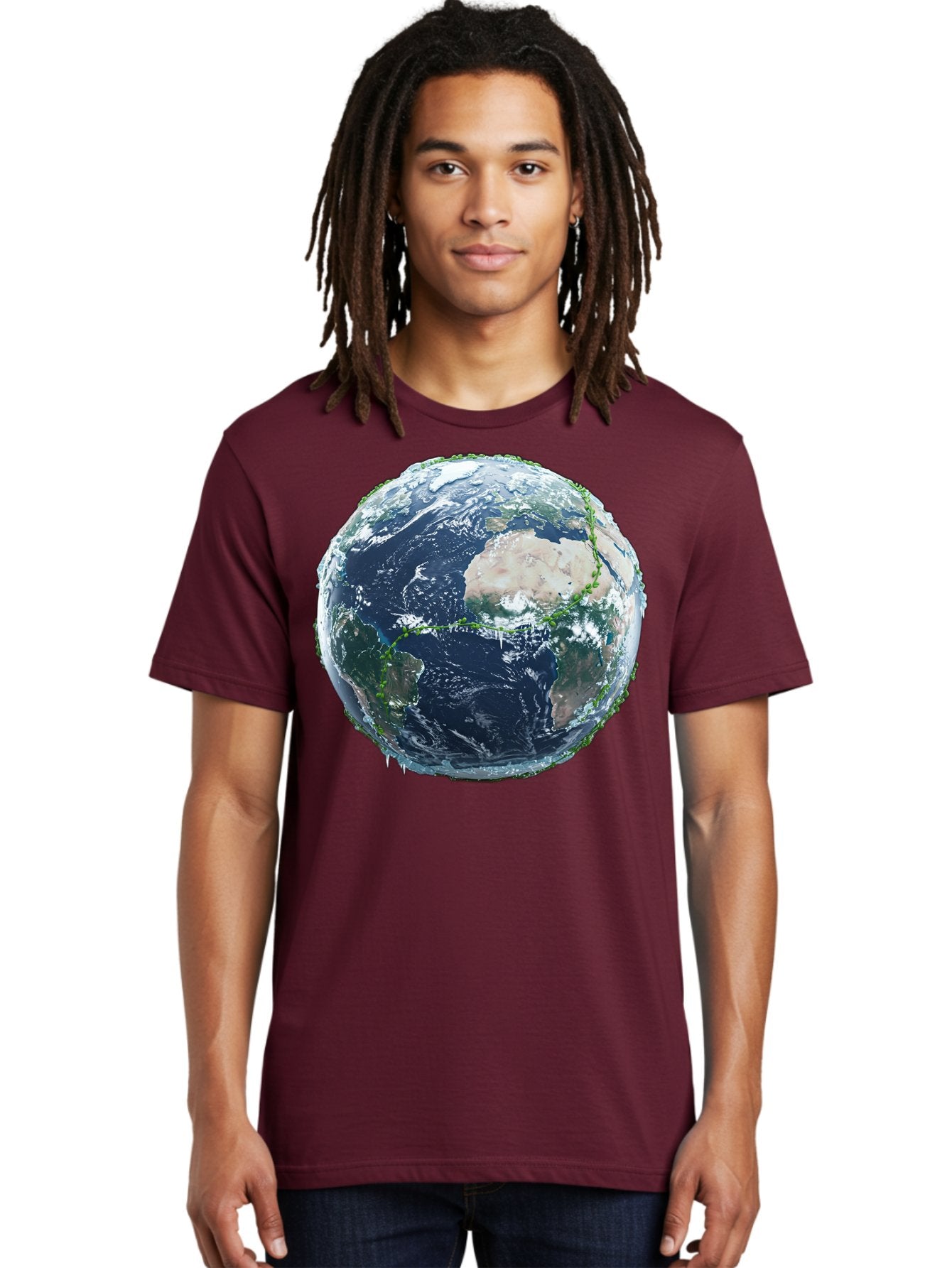 Earth-Globe-4 Men'S Graphic Tee, 100% Cotton, Comfortable Casual Summer Wear, Machine Washable, Globe Showing North America, Earth From Space, Global View, Planet Earth, International Map, World Geography, Satellite Imagery Baa579 28