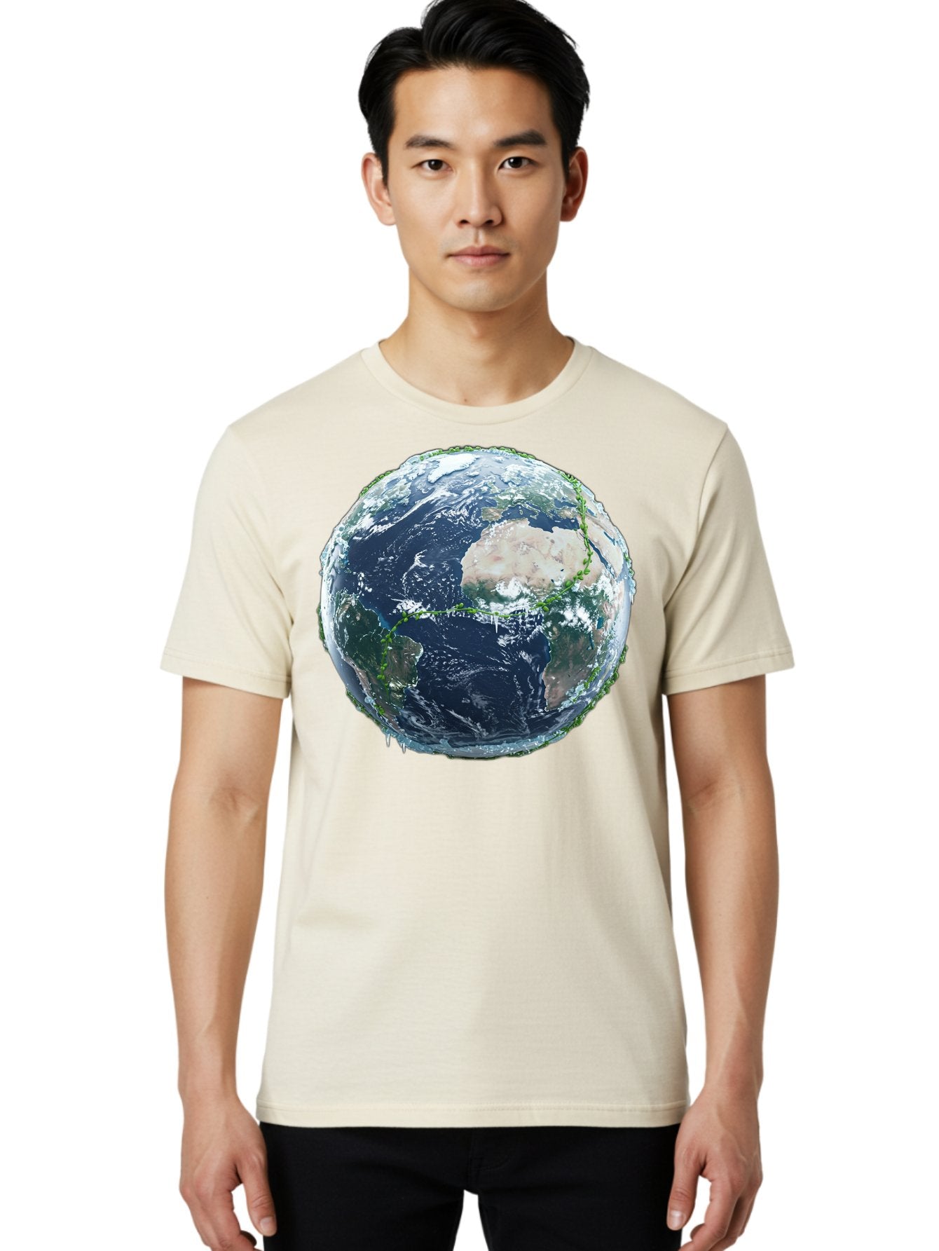 Earth-Globe-4 Men'S Graphic Tee, 100% Cotton, Comfortable Casual Summer Wear, Machine Washable, Globe Showing North America, Earth From Space, Global View, Planet Earth, International Map, World Geography, Satellite Imagery Baa579 30