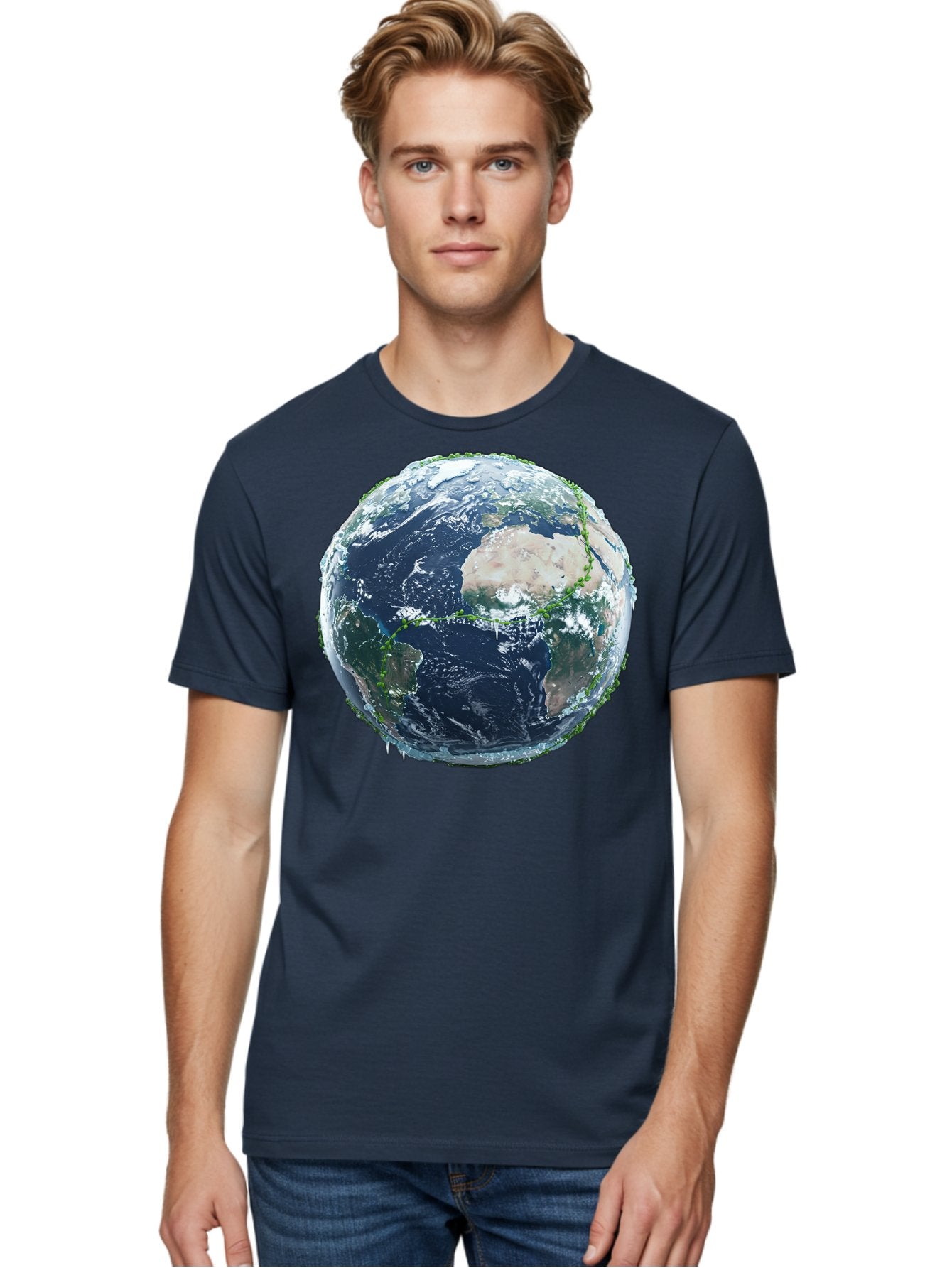 Earth-Globe-4 Men'S Graphic Tee, 100% Cotton, Comfortable Casual Summer Wear, Machine Washable, Globe Showing North America, Earth From Space, Global View, Planet Earth, International Map, World Geography, Satellite Imagery Baa579 21