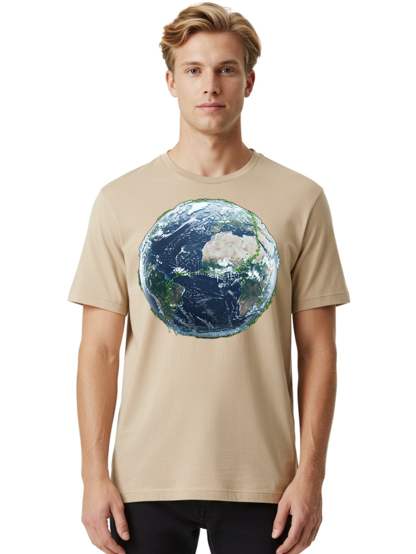 Earth-Globe-4 Men'S Graphic Tee, 100% Cotton, Comfortable Casual Summer Wear, Machine Washable, Globe Showing North America, Earth From Space, Global View, Planet Earth, International Map, World Geography, Satellite Imagery Baa579 25