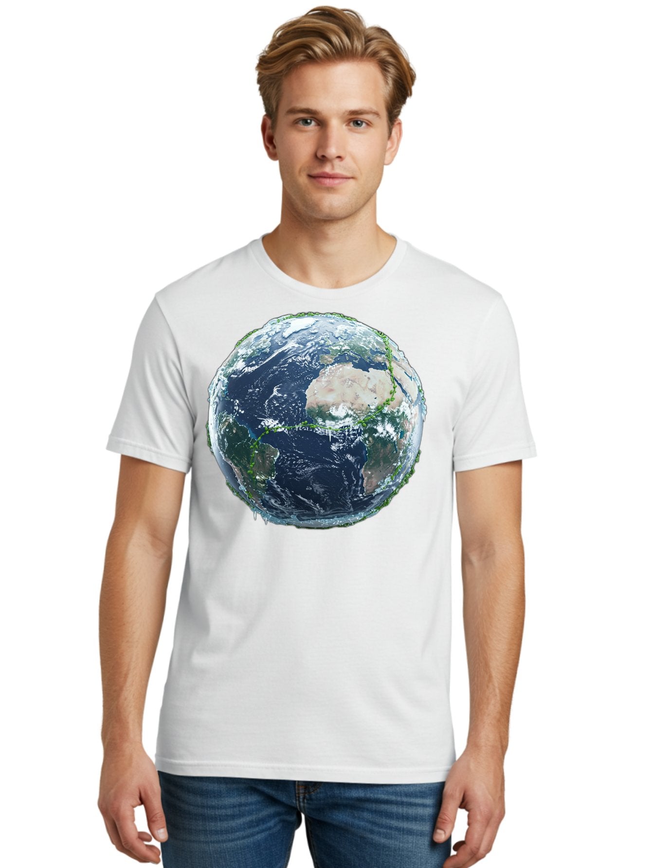 Earth-Globe-4 Men'S Graphic Tee, 100% Cotton, Comfortable Casual Summer Wear, Machine Washable, Globe Showing North America, Earth From Space, Global View, Planet Earth, International Map, World Geography, Satellite Imagery Baa579 22