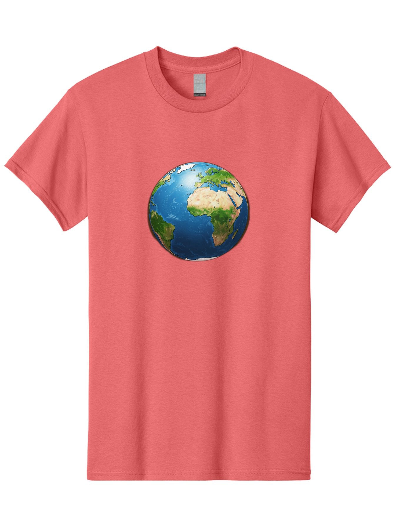 Earth-Globe Men'S Graphic Tee, 100% Cotton, Comfortable Casual Summer Wear, Machine Washable, Globe Showing Africa And Europe, International Connectivity, Global Unity, World Map, 3D Rendering, Earth From Space, Continents, Oceans Baa580 4