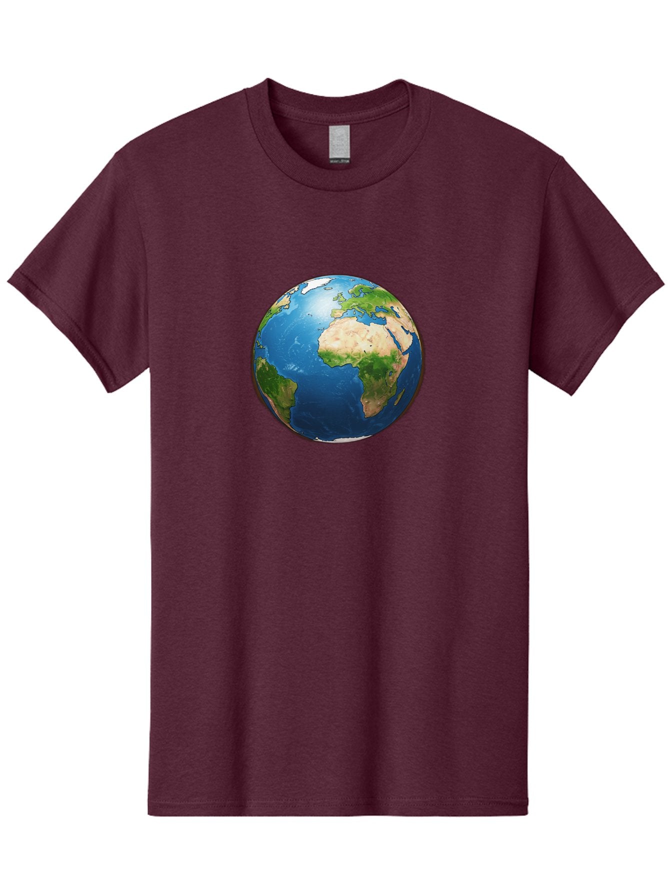 Earth-Globe Men'S Graphic Tee, 100% Cotton, Comfortable Casual Summer Wear, Machine Washable, Globe Showing Africa And Europe, International Connectivity, Global Unity, World Map, 3D Rendering, Earth From Space, Continents, Oceans Baa580