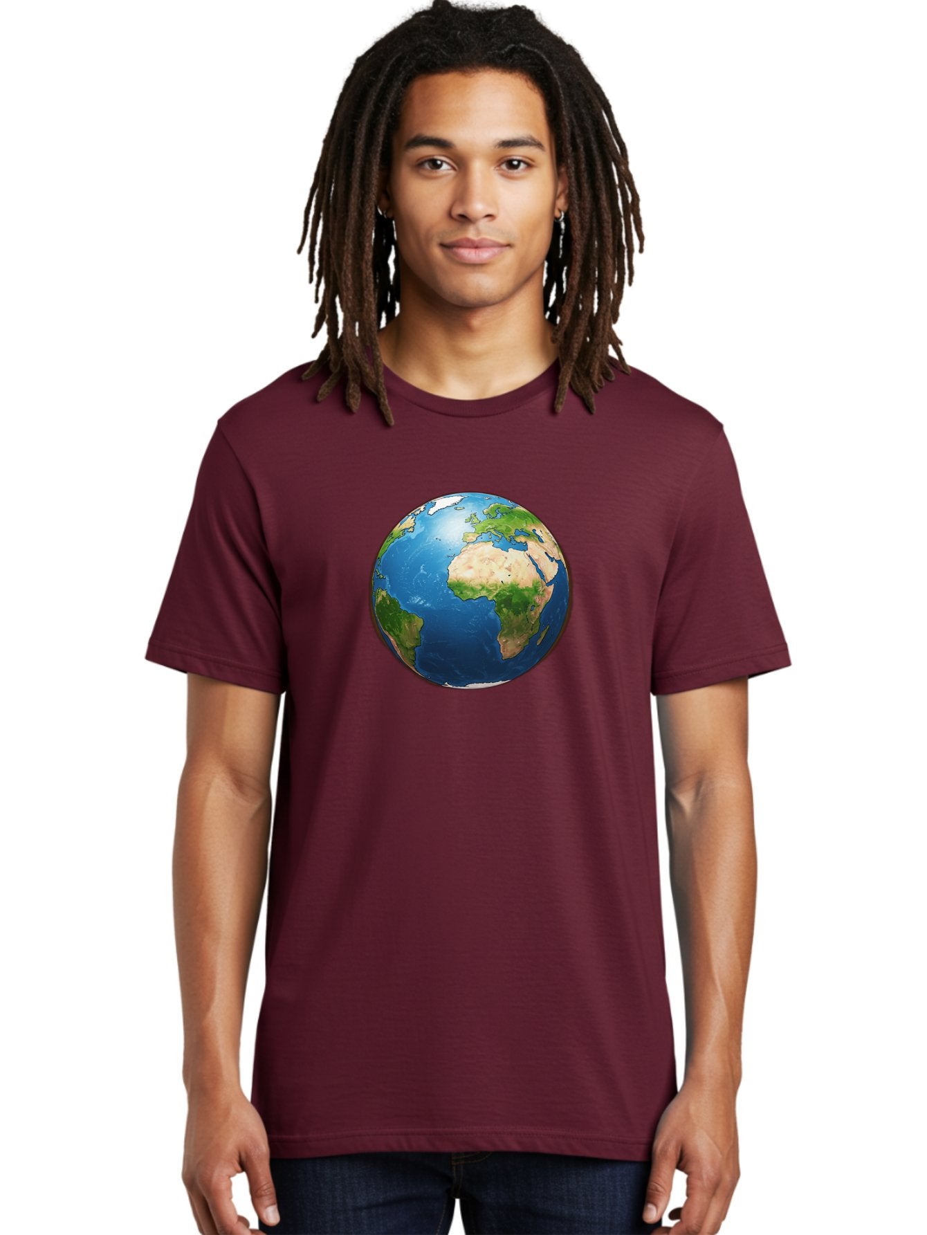 Earth-Globe Men'S Graphic Tee, 100% Cotton, Comfortable Casual Summer Wear, Machine Washable, Globe Showing Africa And Europe, International Connectivity, Global Unity, World Map, 3D Rendering, Earth From Space, Continents, Oceans Baa580 21