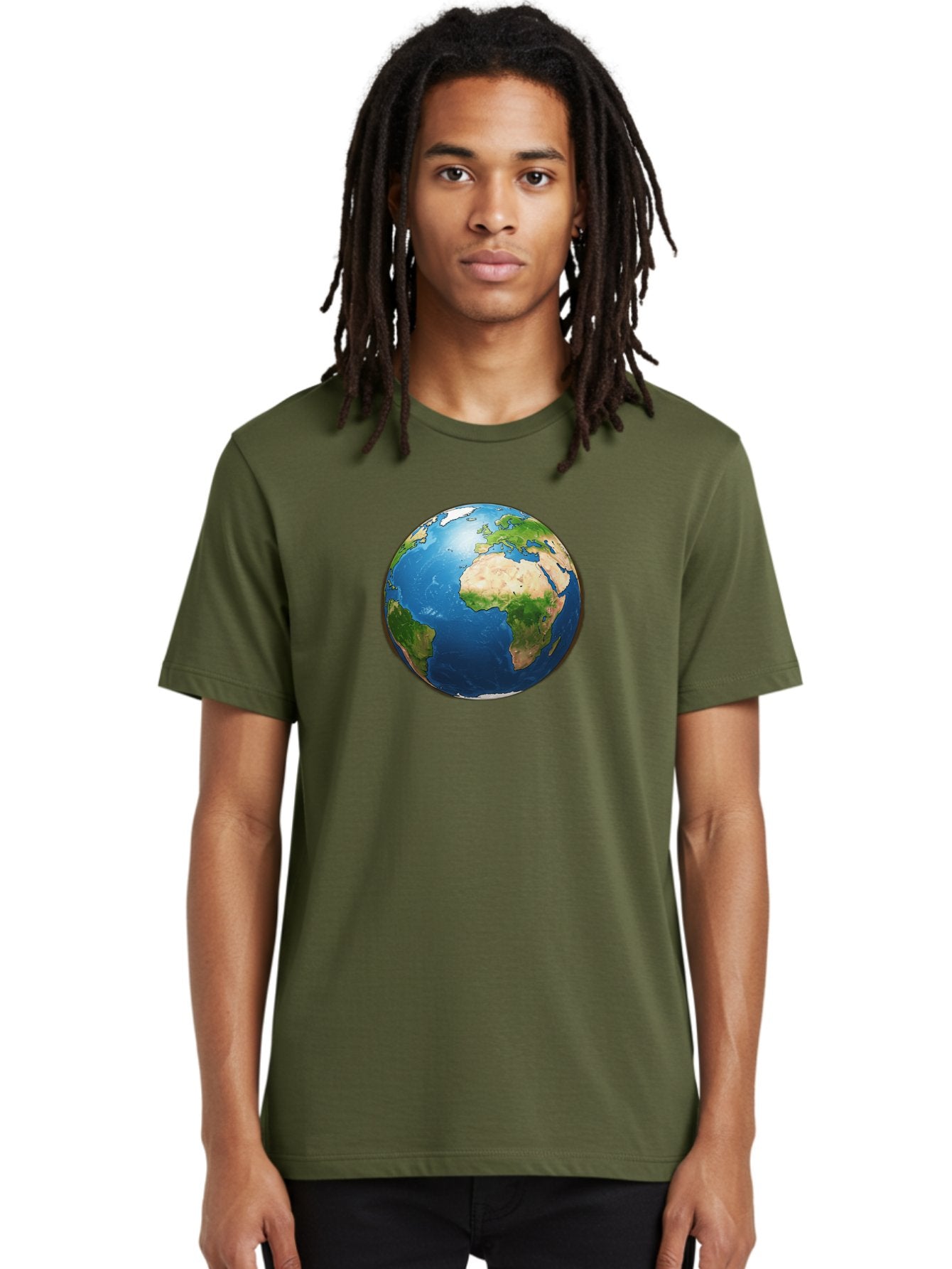 Earth-Globe Men'S Graphic Tee, 100% Cotton, Comfortable Casual Summer Wear, Machine Washable, Globe Showing Africa And Europe, International Connectivity, Global Unity, World Map, 3D Rendering, Earth From Space, Continents, Oceans Baa580 29