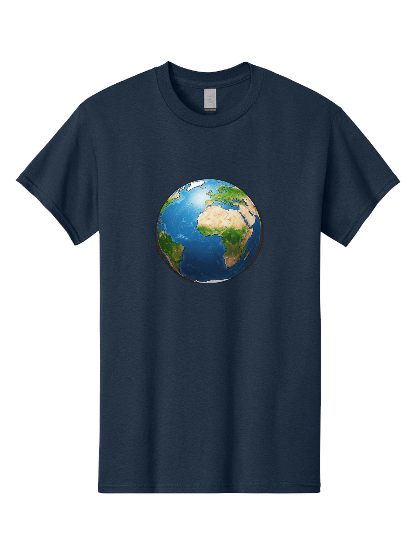 Earth-Globe Men'S Graphic Tee, 100% Cotton, Comfortable Casual Summer Wear, Machine Washable, Globe Showing Africa And Europe, International Connectivity, Global Unity, World Map, 3D Rendering, Earth From Space, Continents, Oceans Baa580 3