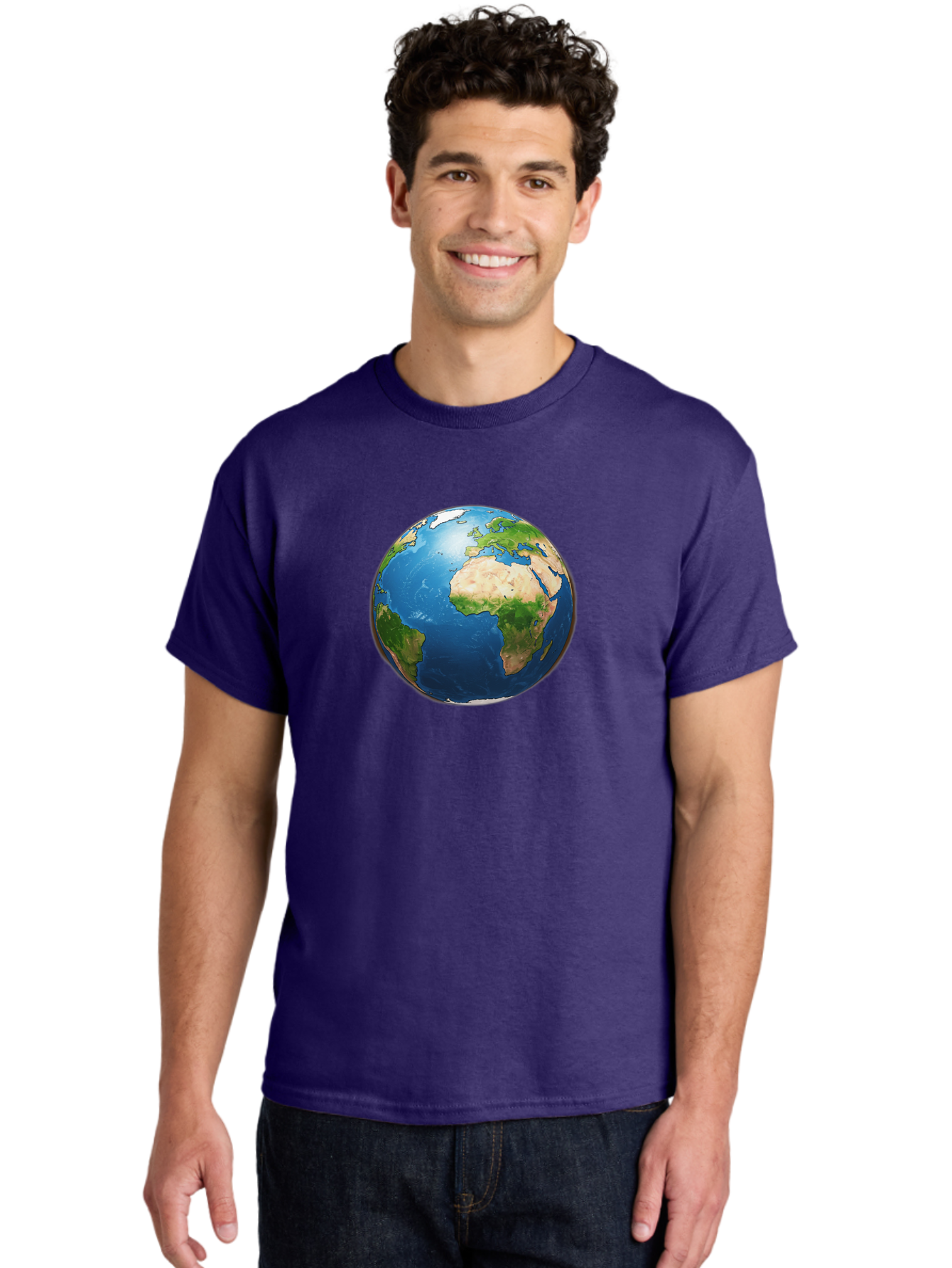 Earth-Globe Men'S Graphic Tee, 100% Cotton, Comfortable Casual Summer Wear, Machine Washable, Globe Showing Africa And Europe, International Connectivity, Global Unity, World Map, 3D Rendering, Earth From Space, Continents, Oceans Baa580 22