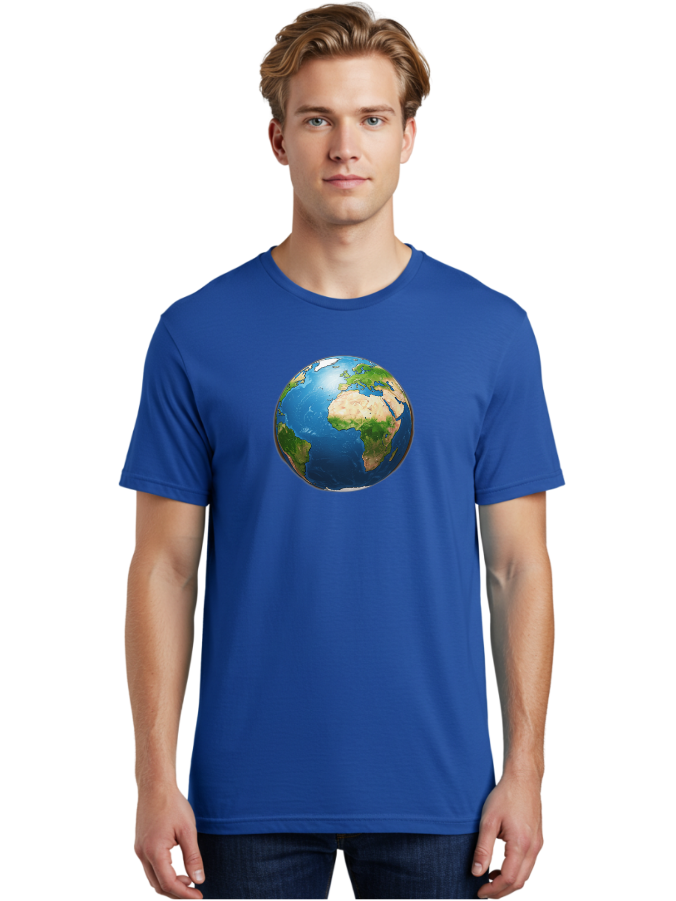 Earth-Globe Men'S Graphic Tee, 100% Cotton, Comfortable Casual Summer Wear, Machine Washable, Globe Showing Africa And Europe, International Connectivity, Global Unity, World Map, 3D Rendering, Earth From Space, Continents, Oceans Baa580 10