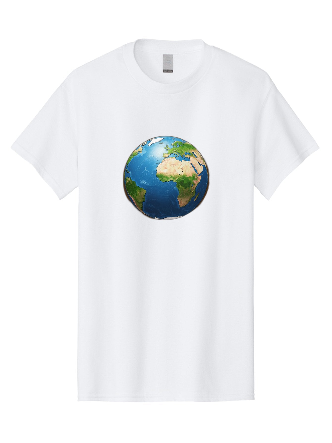 Earth-Globe Men'S Graphic Tee, 100% Cotton, Comfortable Casual Summer Wear, Machine Washable, Globe Showing Africa And Europe, International Connectivity, Global Unity, World Map, 3D Rendering, Earth From Space, Continents, Oceans Baa580 5