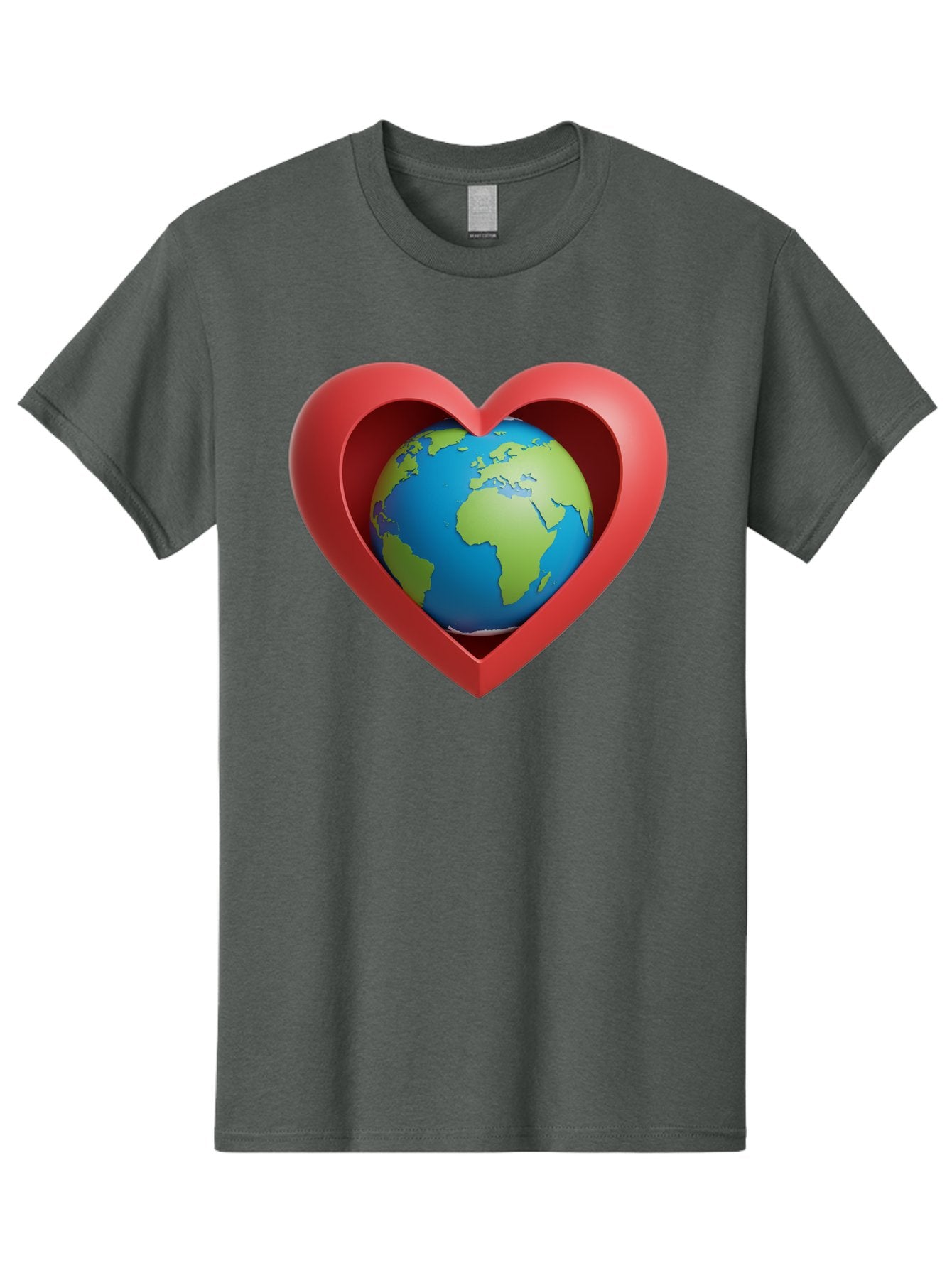 Earth-In-Heart-1 Men'S Graphic Tee, 100% Cotton, Comfortable Casual Summer Wear, Machine Washable, Globe Inside A Heart, 3D Rendering, Symbol Of Love For Earth, Environmental Awareness, Eco-Friendly, Global Unity, Caring For Planet Baa581 12