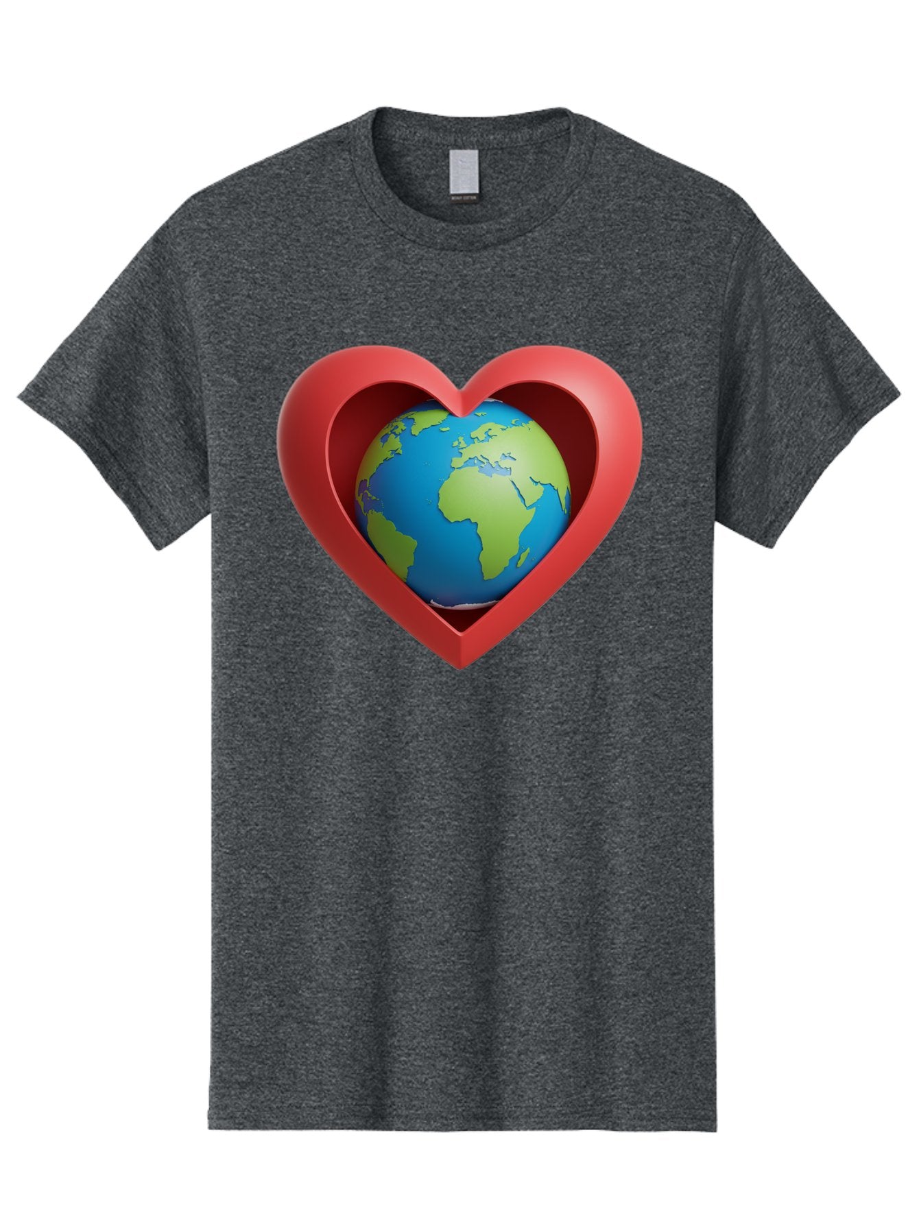 Earth-In-Heart-1 Men'S Graphic Tee, 100% Cotton, Comfortable Casual Summer Wear, Machine Washable, Globe Inside A Heart, 3D Rendering, Symbol Of Love For Earth, Environmental Awareness, Eco-Friendly, Global Unity, Caring For Planet Baa581 9