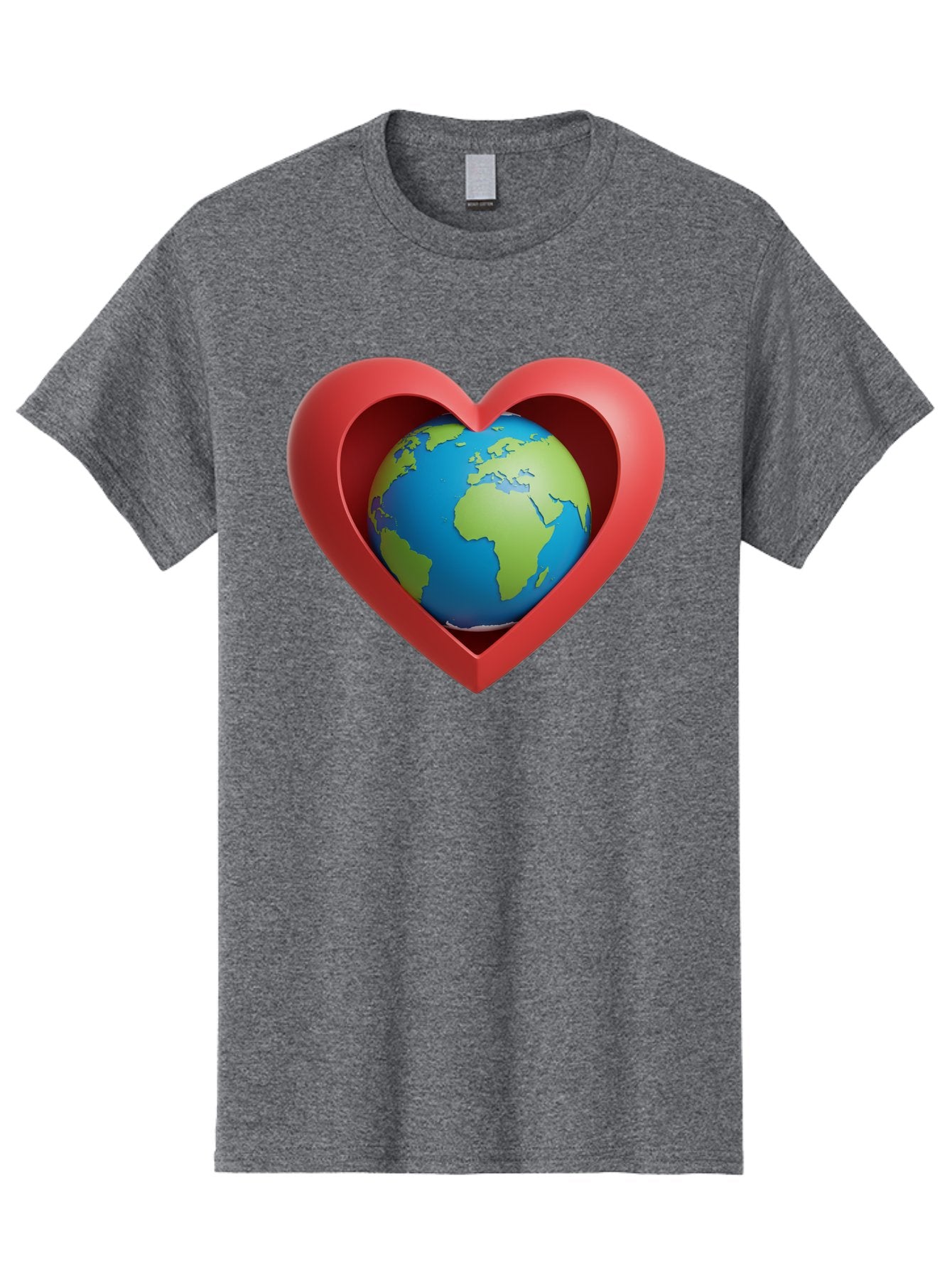 Earth-In-Heart-1 Men'S Graphic Tee, 100% Cotton, Comfortable Casual Summer Wear, Machine Washable, Globe Inside A Heart, 3D Rendering, Symbol Of Love For Earth, Environmental Awareness, Eco-Friendly, Global Unity, Caring For Planet Baa581 11