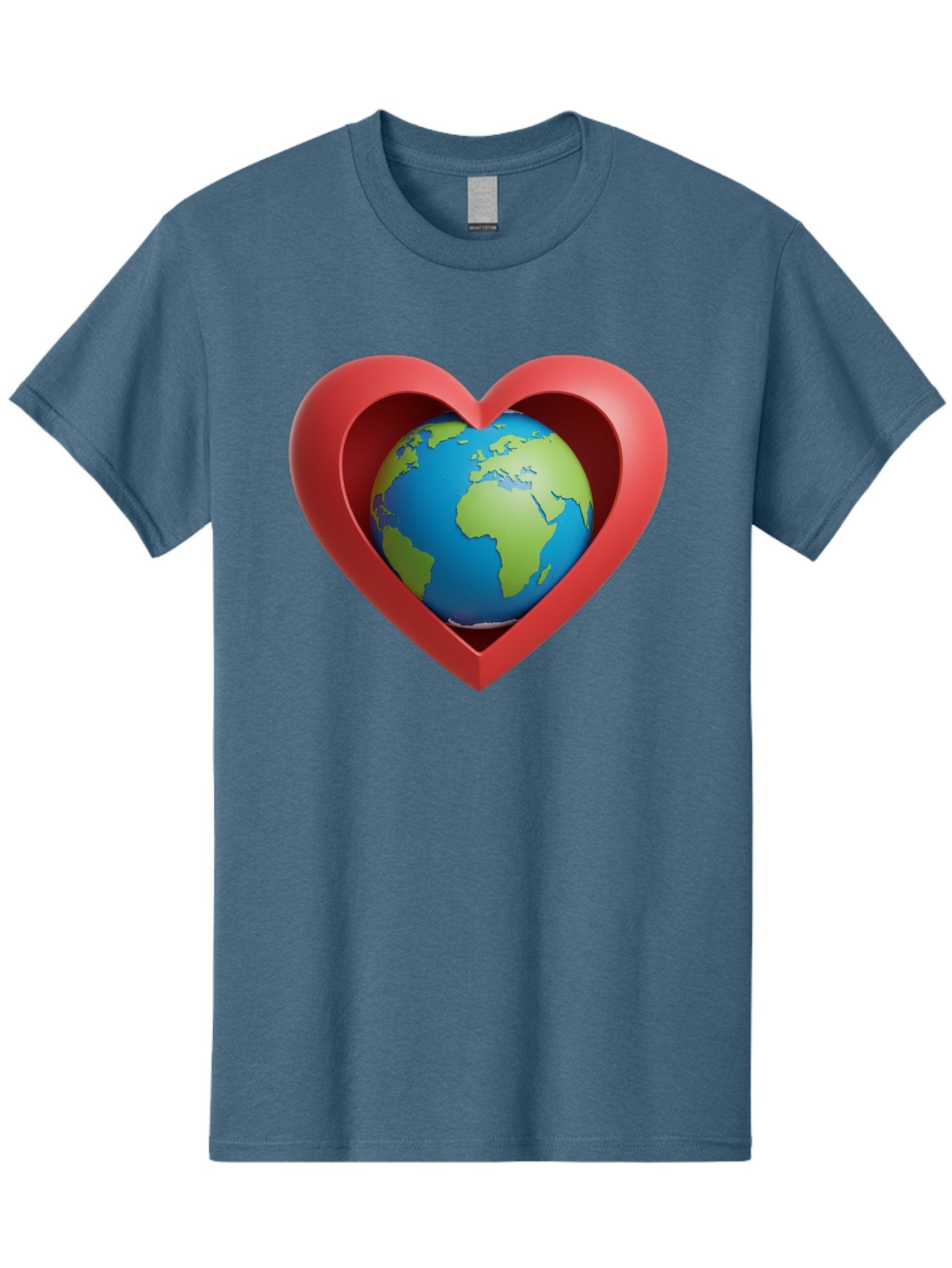 Earth-In-Heart-1 Men'S Graphic Tee, 100% Cotton, Comfortable Casual Summer Wear, Machine Washable, Globe Inside A Heart, 3D Rendering, Symbol Of Love For Earth, Environmental Awareness, Eco-Friendly, Global Unity, Caring For Planet Baa581 6