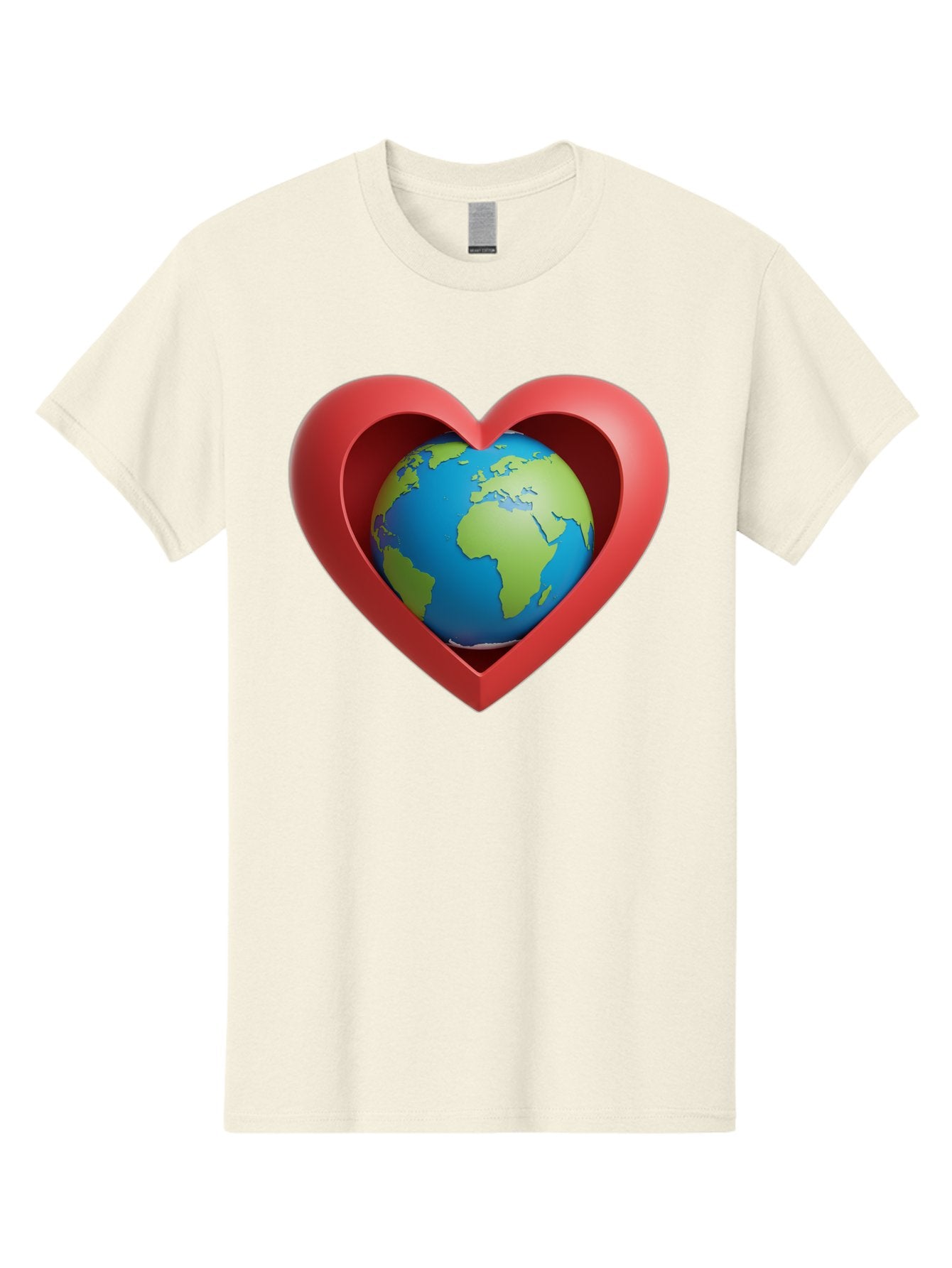 Earth-In-Heart-1 Men'S Graphic Tee, 100% Cotton, Comfortable Casual Summer Wear, Machine Washable, Globe Inside A Heart, 3D Rendering, Symbol Of Love For Earth, Environmental Awareness, Eco-Friendly, Global Unity, Caring For Planet Baa581 14