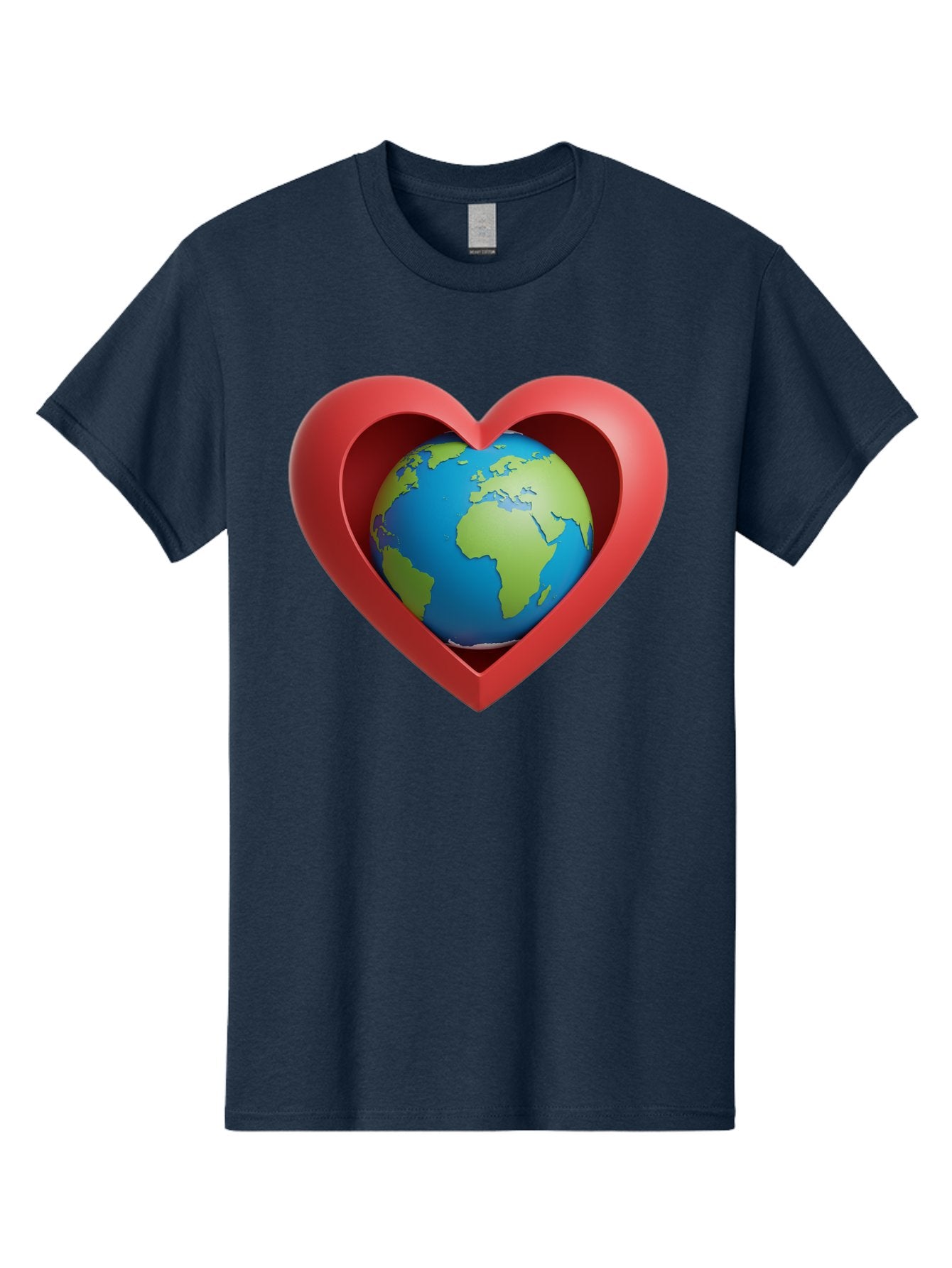 Earth-In-Heart-1 Men'S Graphic Tee, 100% Cotton, Comfortable Casual Summer Wear, Machine Washable, Globe Inside A Heart, 3D Rendering, Symbol Of Love For Earth, Environmental Awareness, Eco-Friendly, Global Unity, Caring For Planet Baa581 10