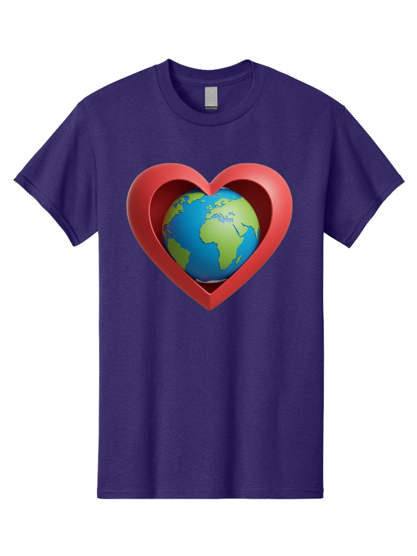 Earth-In-Heart-1 Men'S Graphic Tee, 100% Cotton, Comfortable Casual Summer Wear, Machine Washable, Globe Inside A Heart, 3D Rendering, Symbol Of Love For Earth, Environmental Awareness, Eco-Friendly, Global Unity, Caring For Planet Baa581 15