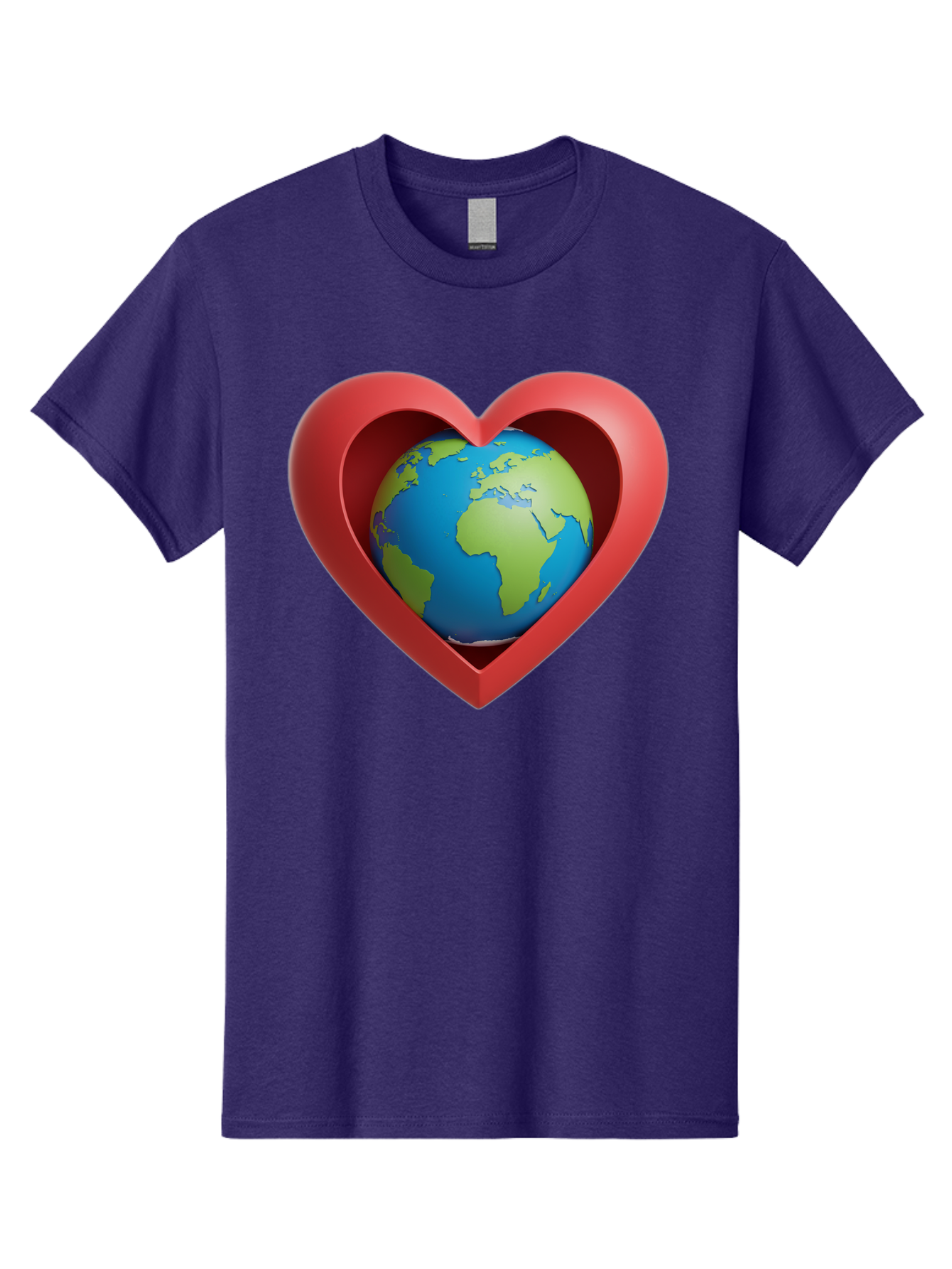 Earth-In-Heart-1 Men'S Graphic Tee, 100% Cotton, Comfortable Casual Summer Wear, Machine Washable, Globe Inside A Heart, 3D Rendering, Symbol Of Love For Earth, Environmental Awareness, Eco-Friendly, Global Unity, Caring For Planet Baa581