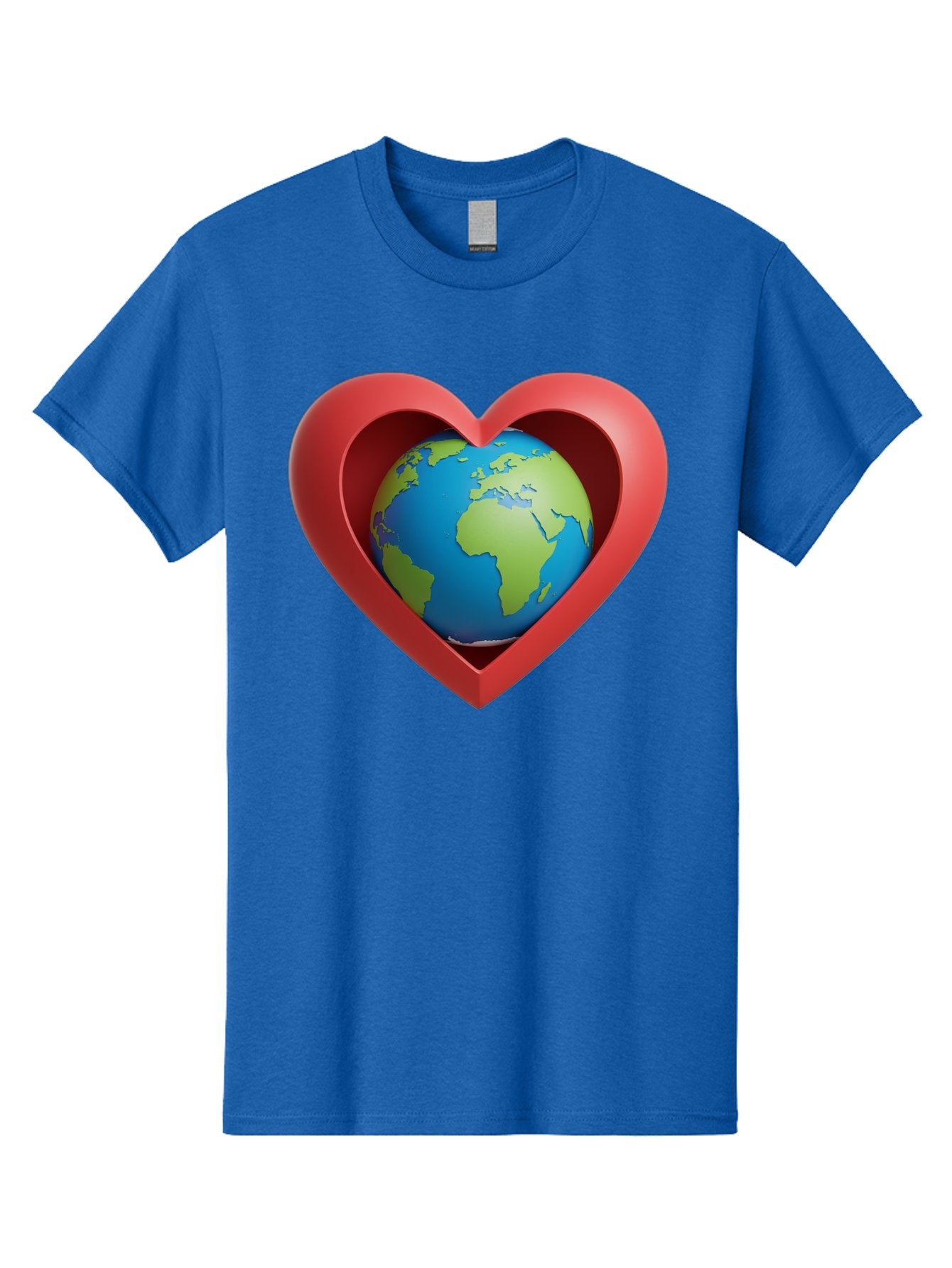 Earth-In-Heart-1 Men'S Graphic Tee, 100% Cotton, Comfortable Casual Summer Wear, Machine Washable, Globe Inside A Heart, 3D Rendering, Symbol Of Love For Earth, Environmental Awareness, Eco-Friendly, Global Unity, Caring For Planet Baa581 5