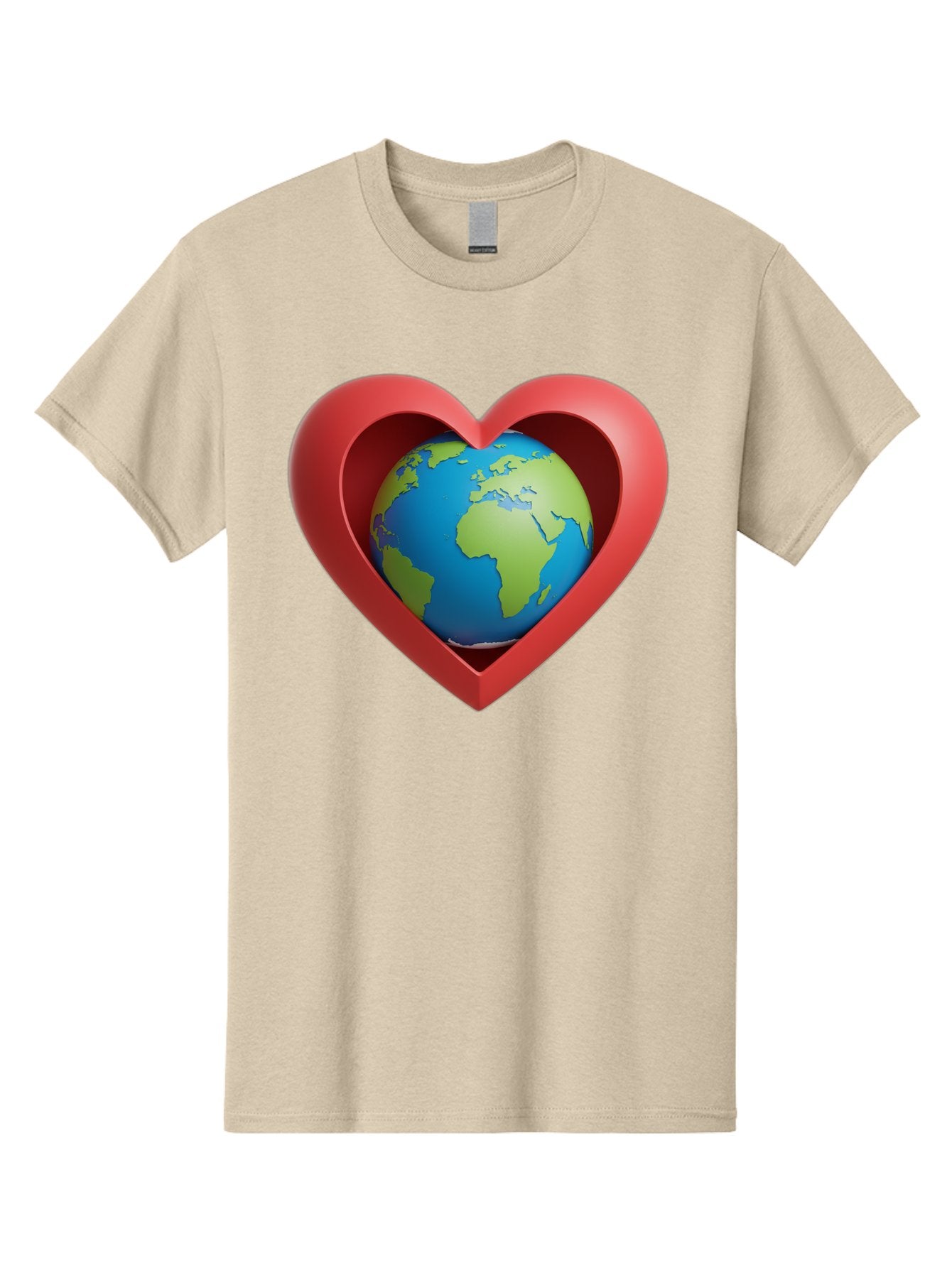 Earth-In-Heart-1 Men'S Graphic Tee, 100% Cotton, Comfortable Casual Summer Wear, Machine Washable, Globe Inside A Heart, 3D Rendering, Symbol Of Love For Earth, Environmental Awareness, Eco-Friendly, Global Unity, Caring For Planet Baa581 7