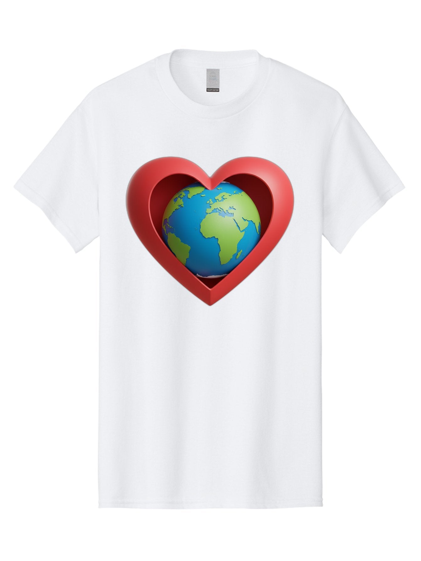Earth-In-Heart-1 Men'S Graphic Tee, 100% Cotton, Comfortable Casual Summer Wear, Machine Washable, Globe Inside A Heart, 3D Rendering, Symbol Of Love For Earth, Environmental Awareness, Eco-Friendly, Global Unity, Caring For Planet Baa581 13