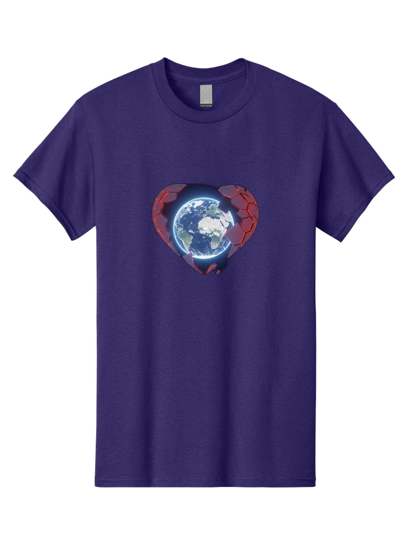 Earth-In-Heart-3 Men'S Graphic Tee, 100% Cotton, Comfortable Casual Summer Wear, Machine Washable, Globe In Heart Shape, Love For The Planet, Global Unity, Earth Protection, World Harmony, Futuristic Design, Heart-Shaped Armor, Baa583 14
